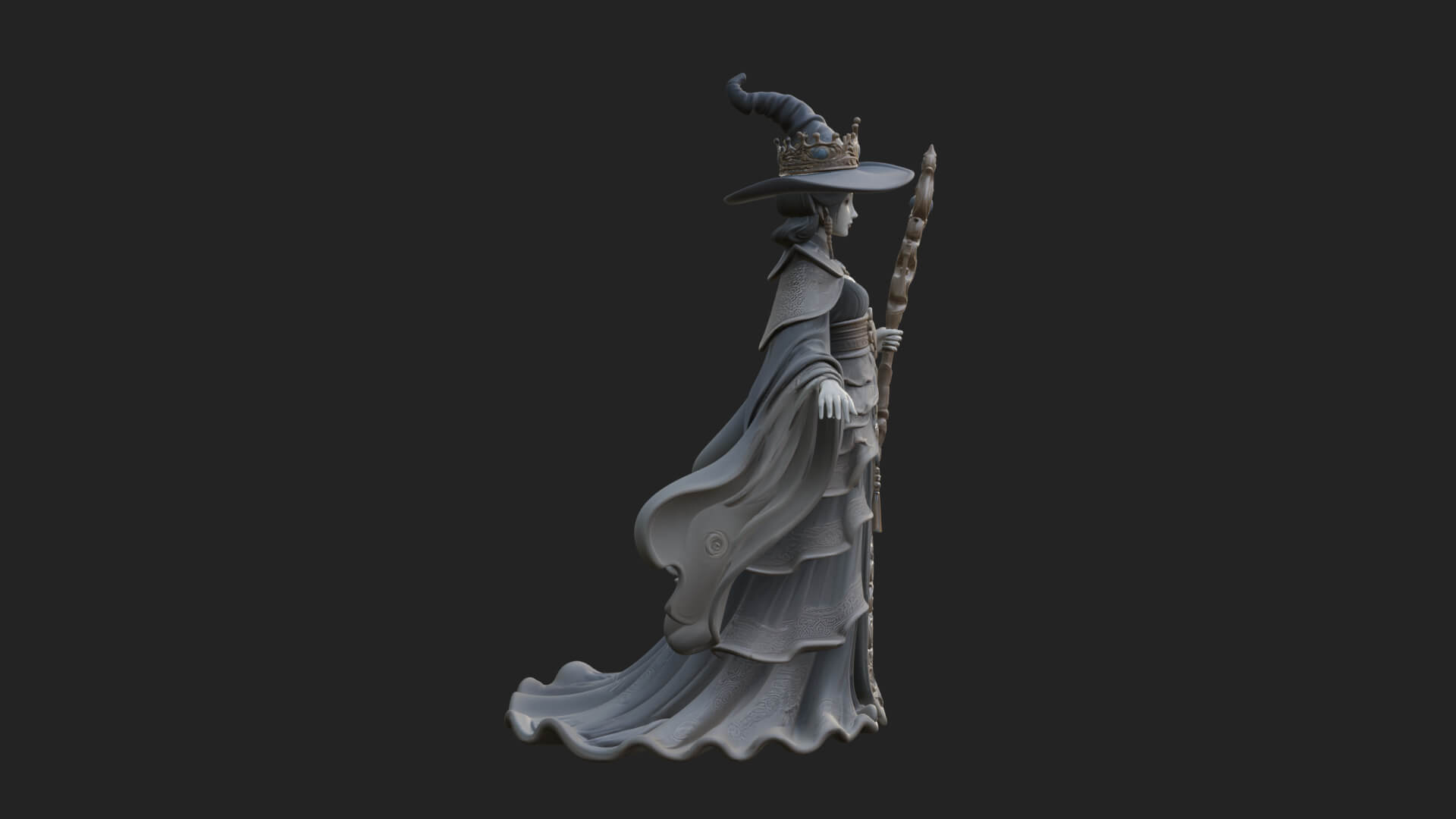 Witch Hat Sorcerer Statue Design 12 3D Print Model 3D Model