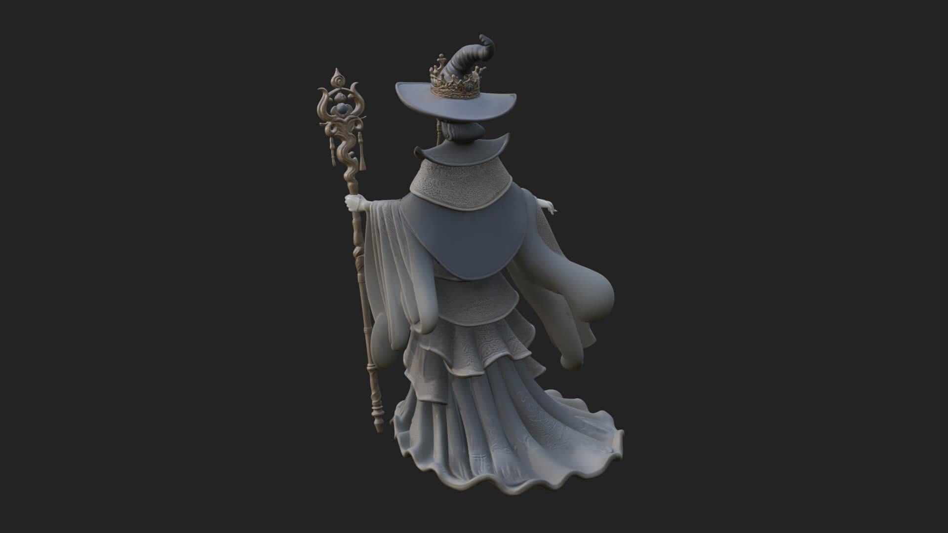 Witch Hat Sorcerer Statue Design 12 3D Print Model 3D Model