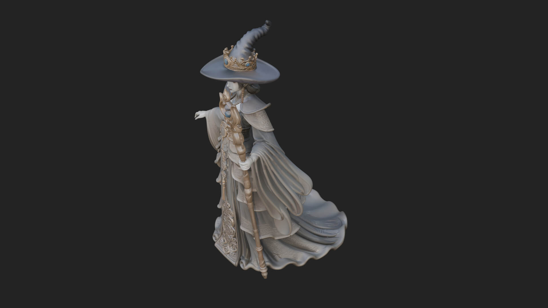 Witch Hat Sorcerer Statue Design 12 3D Print Model 3D Model