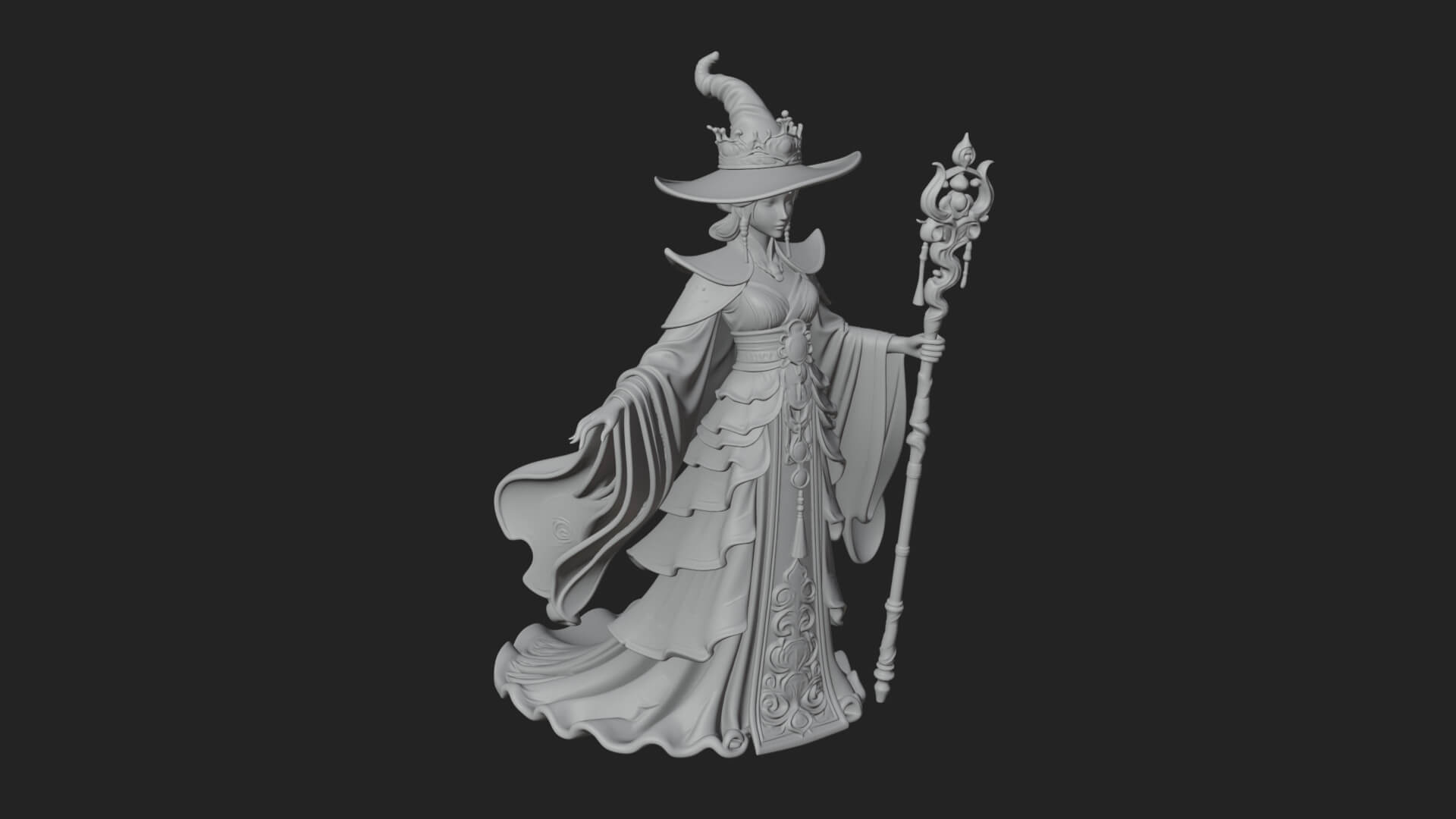 Witch Hat Sorcerer Statue Design 12 3D Print Model 3D Model