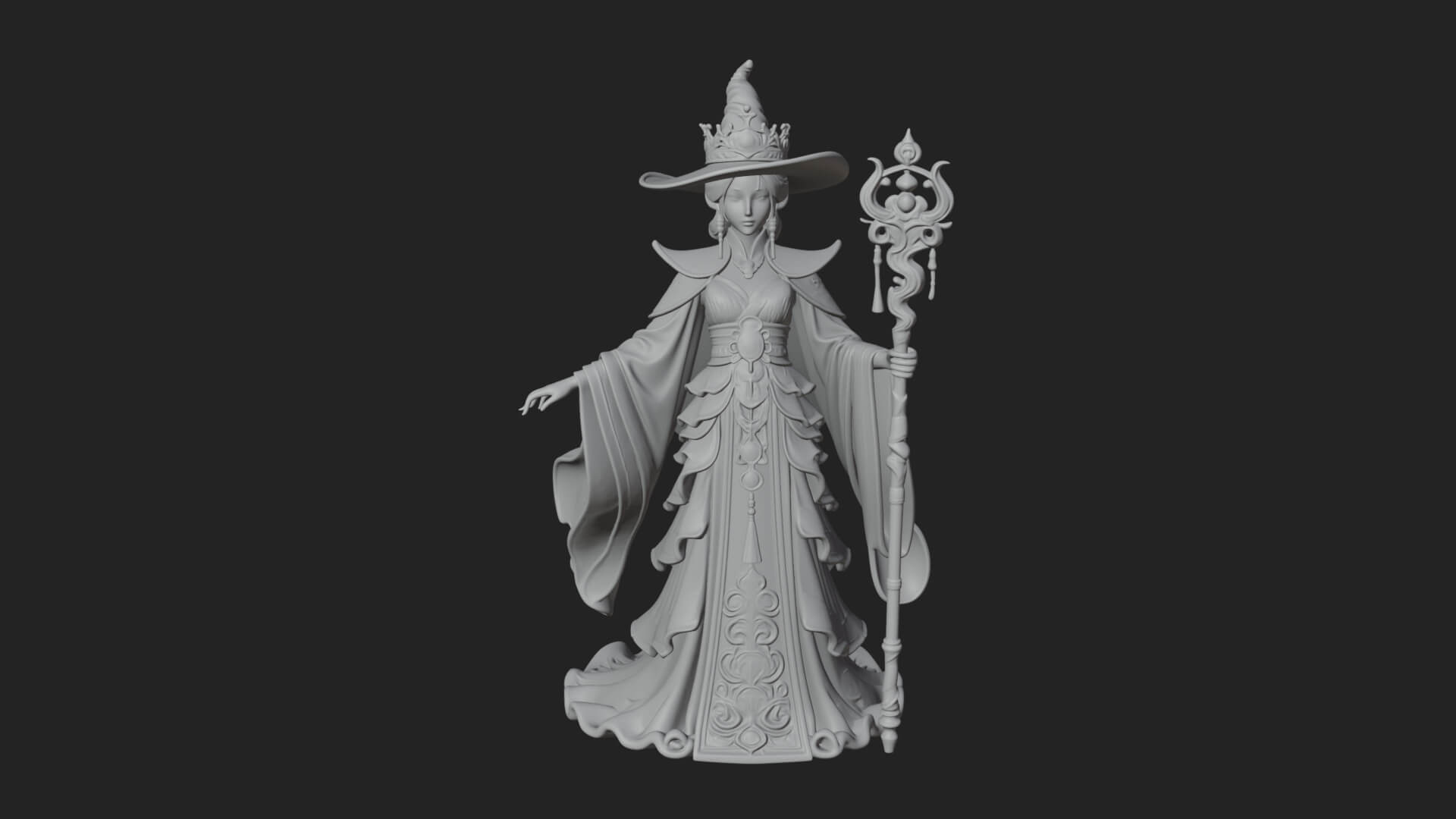 Witch Hat Sorcerer Statue Design 12 3D Print Model 3D Model