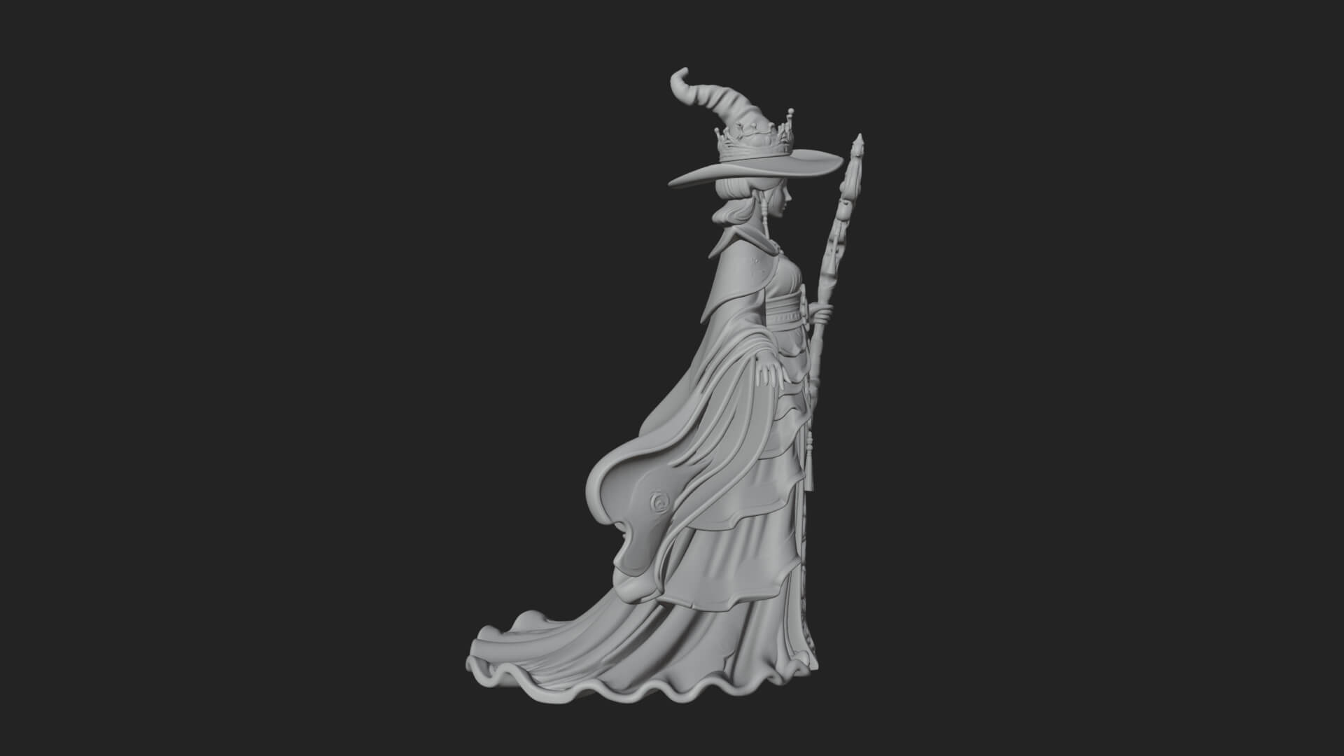 Witch Hat Sorcerer Statue Design 12 3D Print Model 3D Model