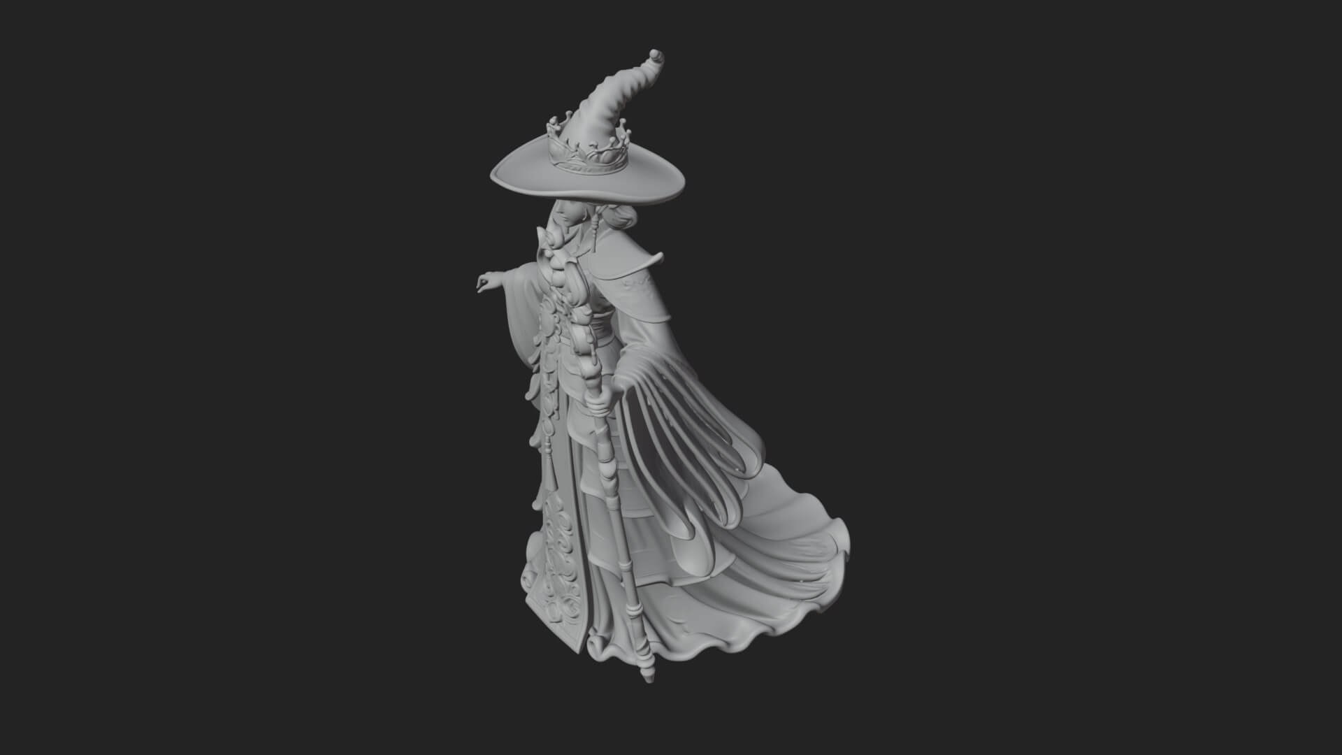 Witch Hat Sorcerer Statue Design 12 3D Print Model 3D Model