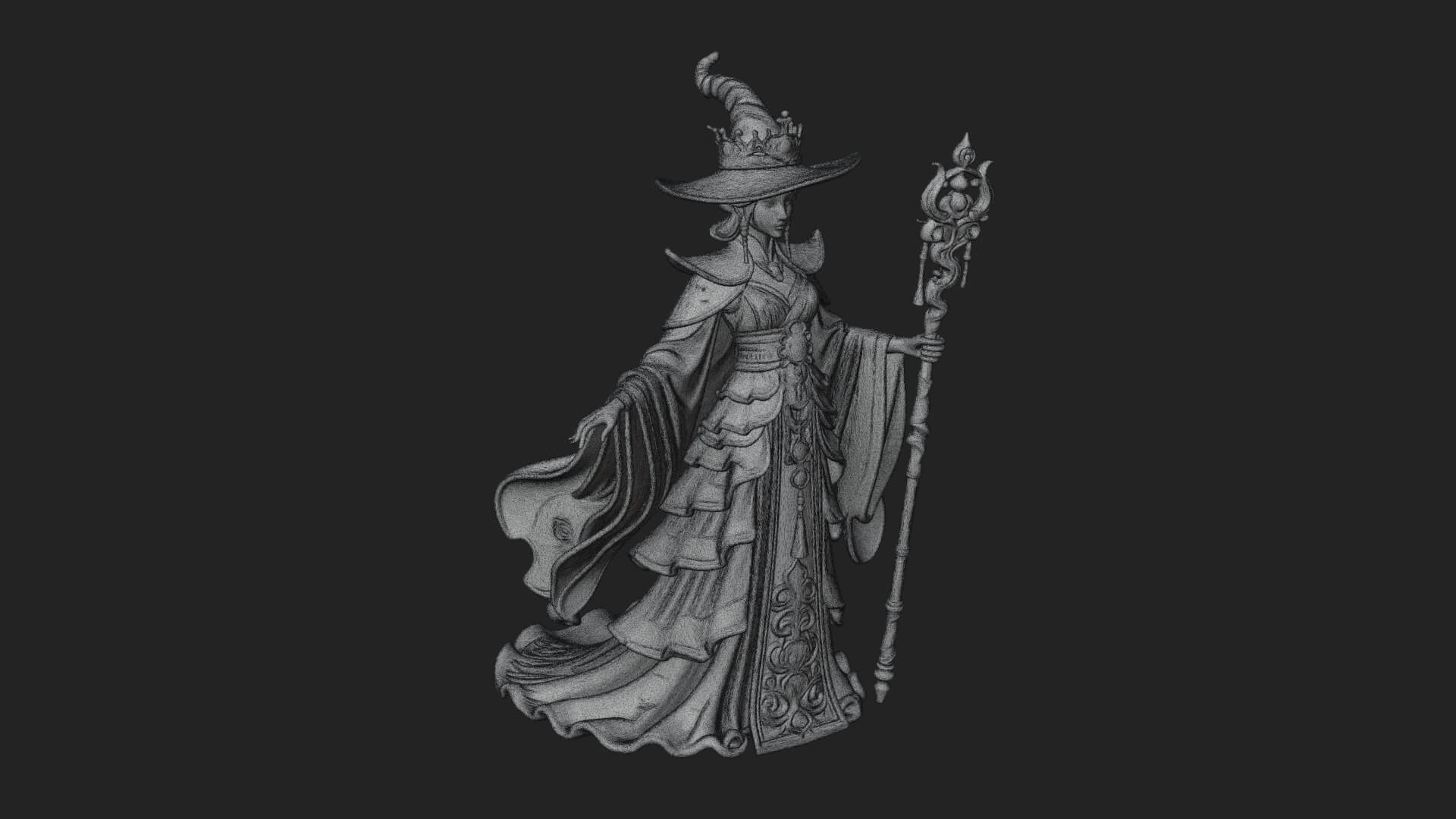 Witch Hat Sorcerer Statue Design 12 3D Print Model 3D Model