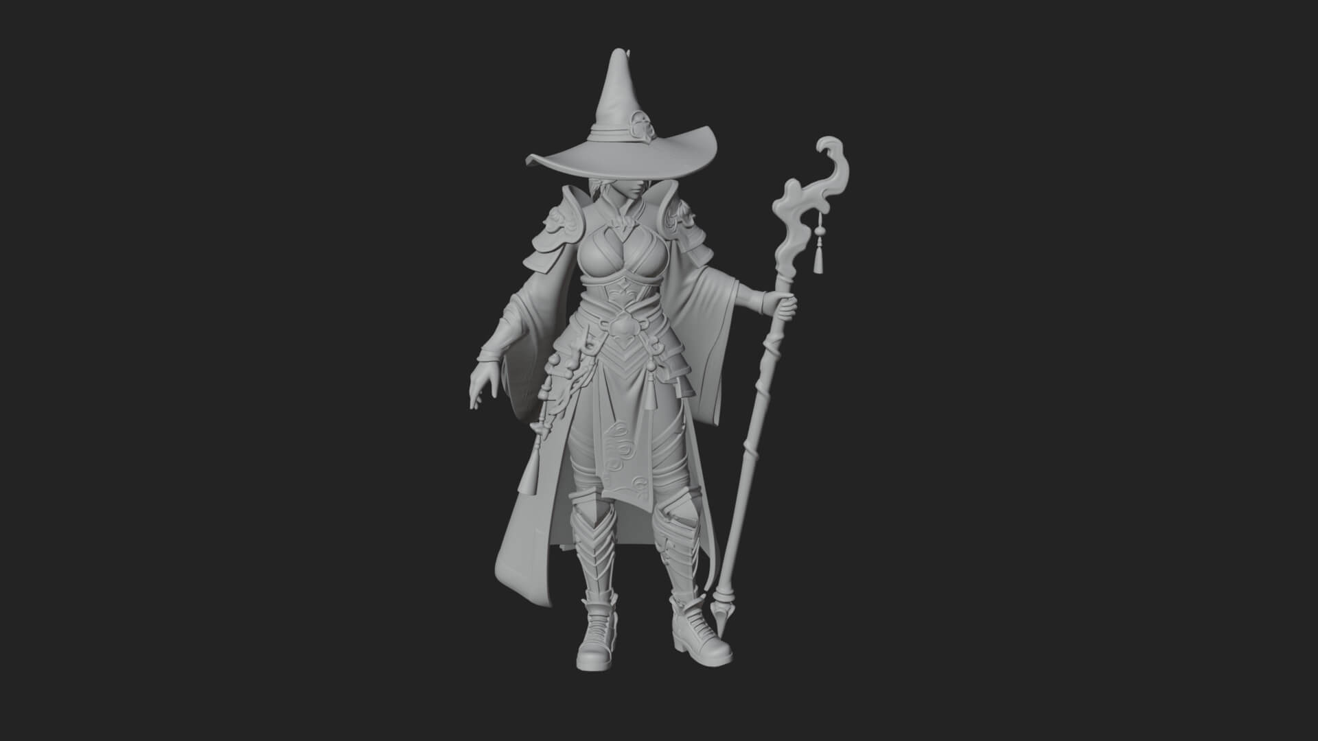 Witch Hat Sorcerer Statue Design 13 3D Print Model 3D Model