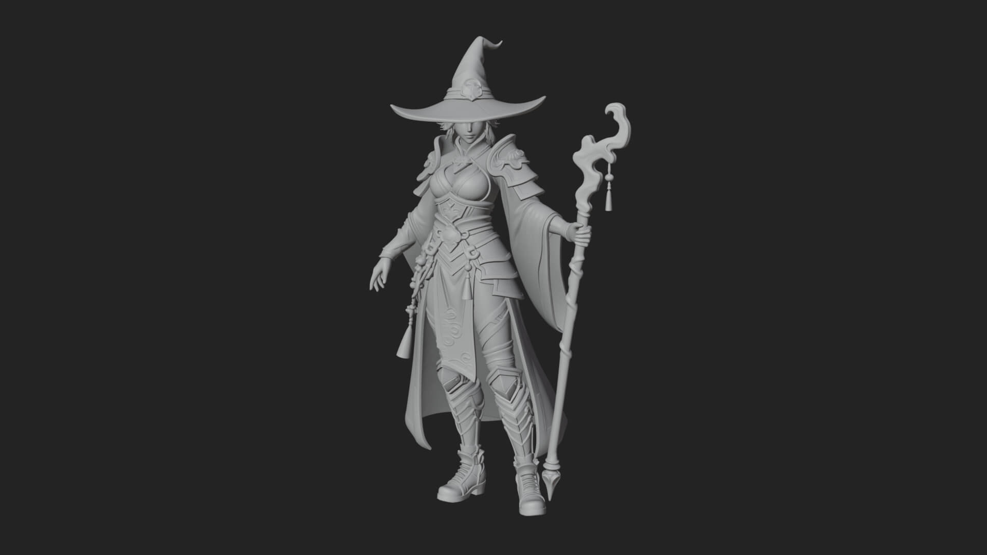 Witch Hat Sorcerer Statue Design 13 3D Print Model 3D Model