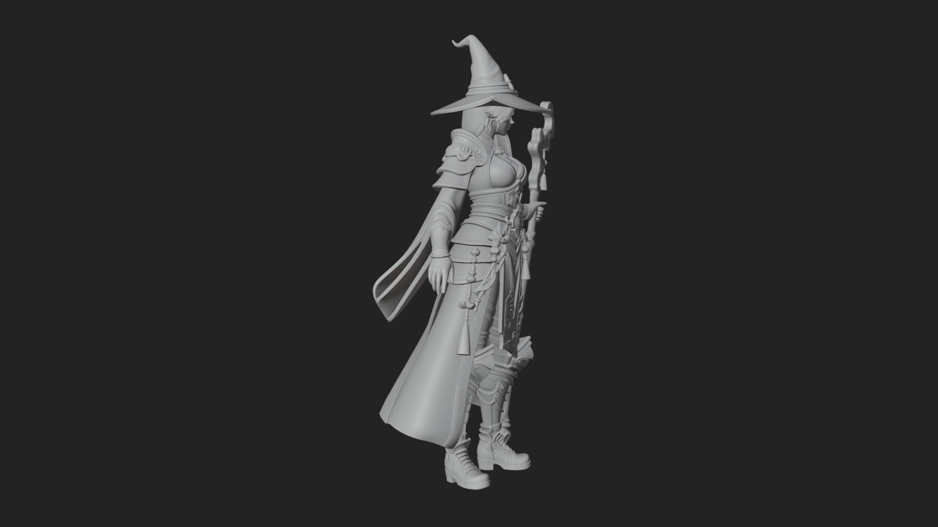 Witch Hat Sorcerer Statue Design 13 3D Print Model 3D Model