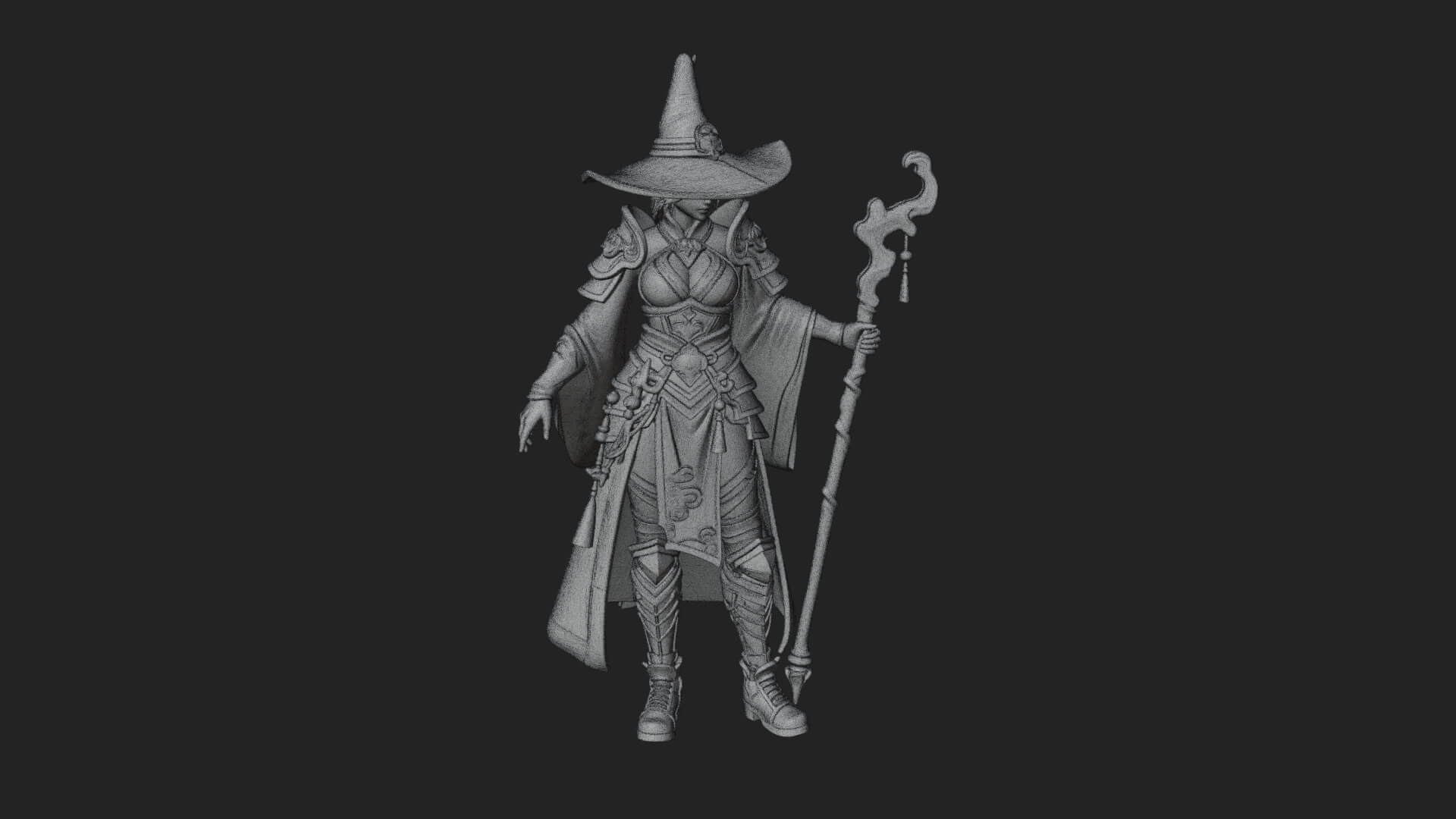 Witch Hat Sorcerer Statue Design 13 3D Print Model 3D Model