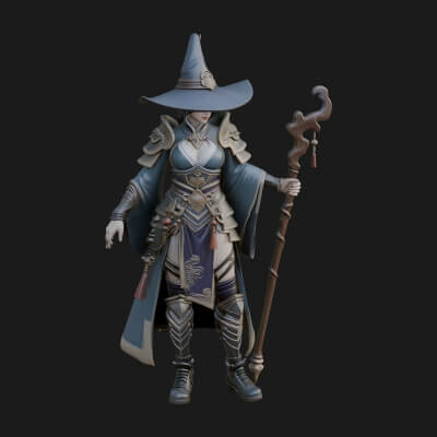 Witch Hat Sorcerer Statue Design 13 3D Print Model