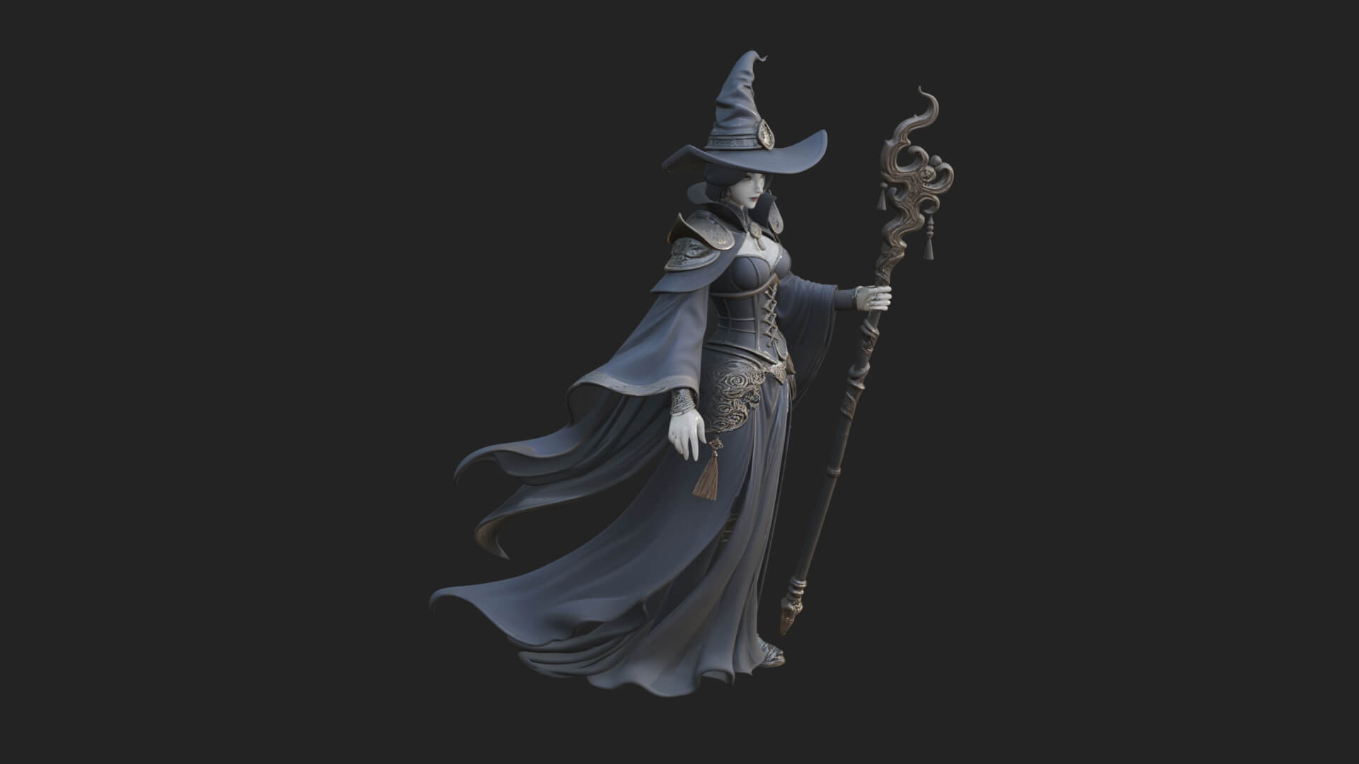 Witch Hat Sorcerer Statue Design 14 3D Print Model 3D Model