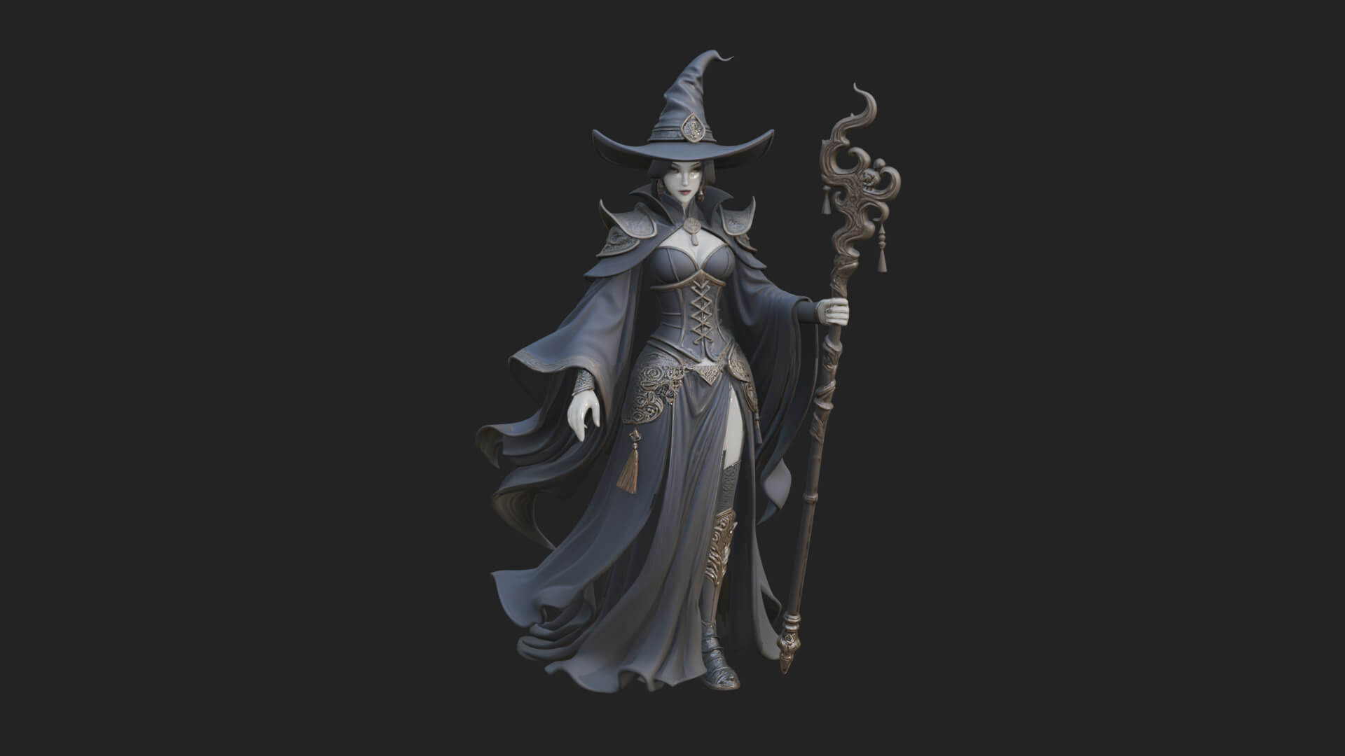 Witch Hat Sorcerer Statue Design 14 3D Print Model 3D Model