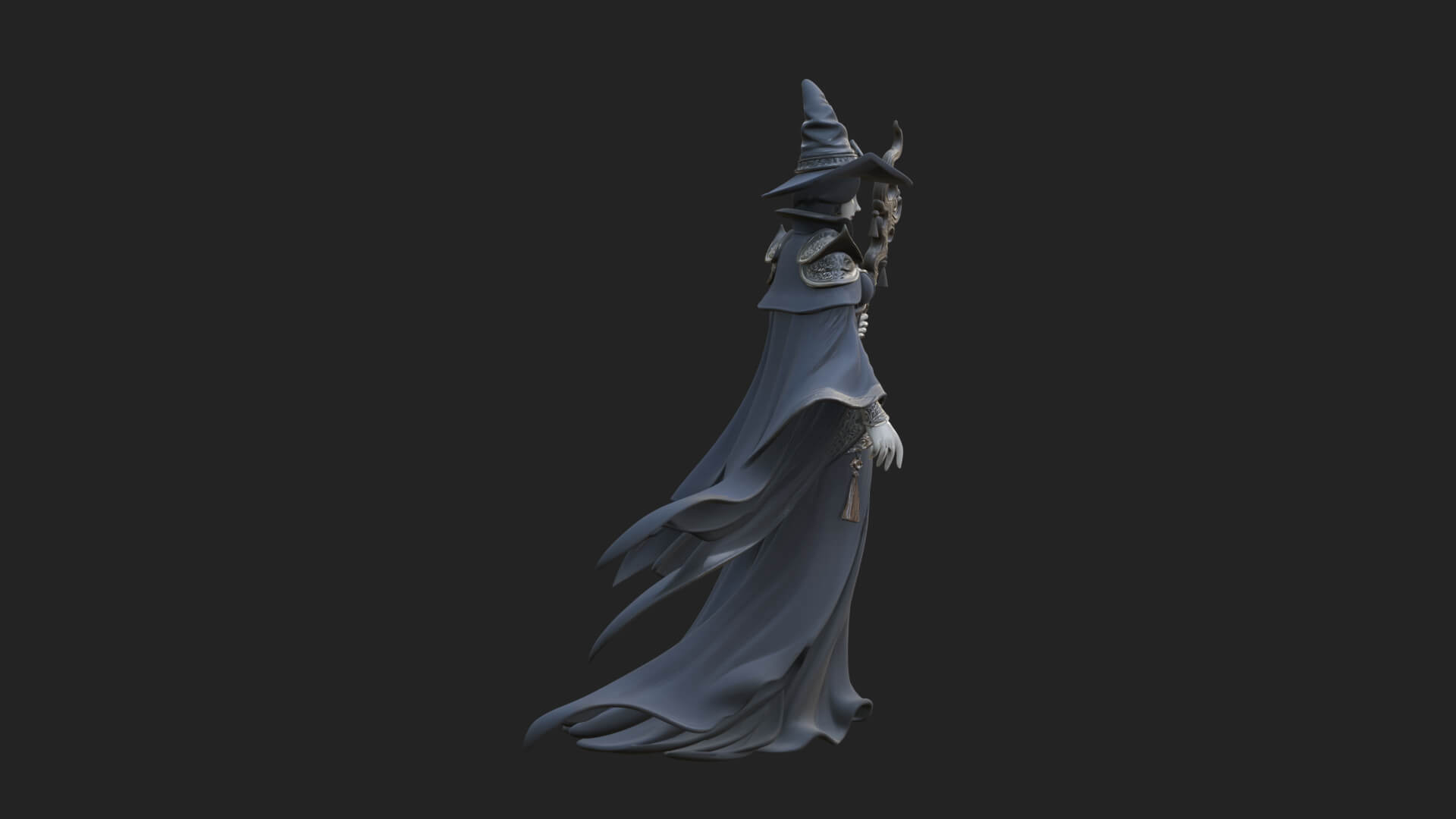 Witch Hat Sorcerer Statue Design 14 3D Print Model 3D Model