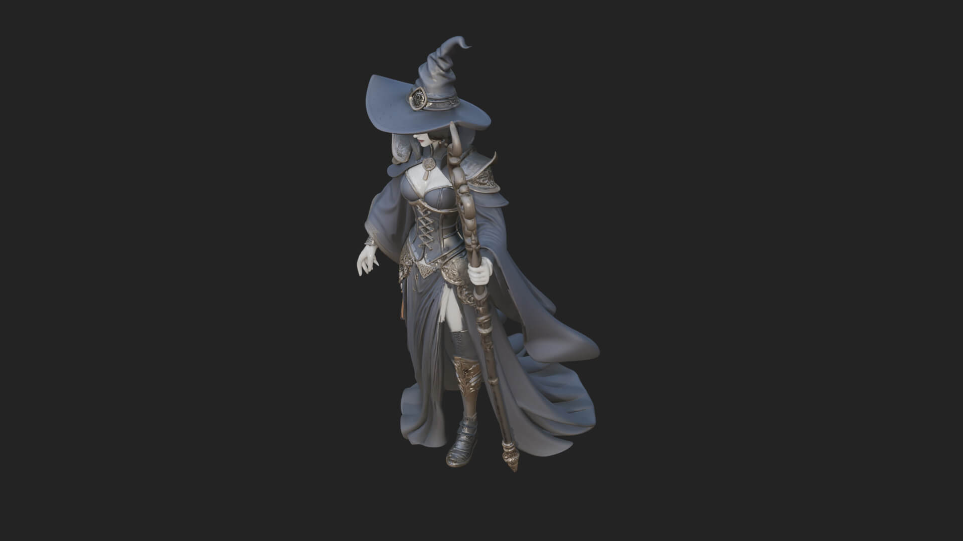 Witch Hat Sorcerer Statue Design 14 3D Print Model 3D Model