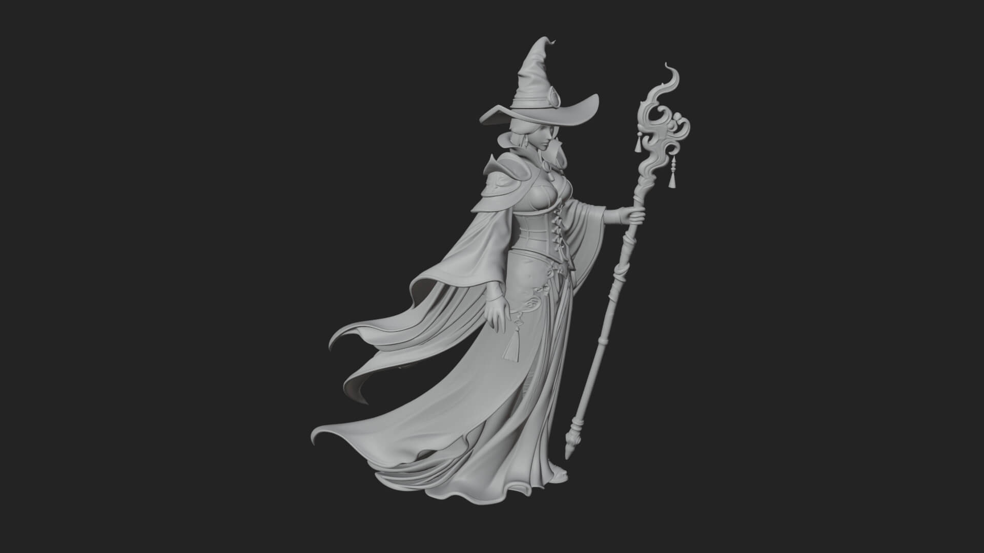 Witch Hat Sorcerer Statue Design 14 3D Print Model 3D Model
