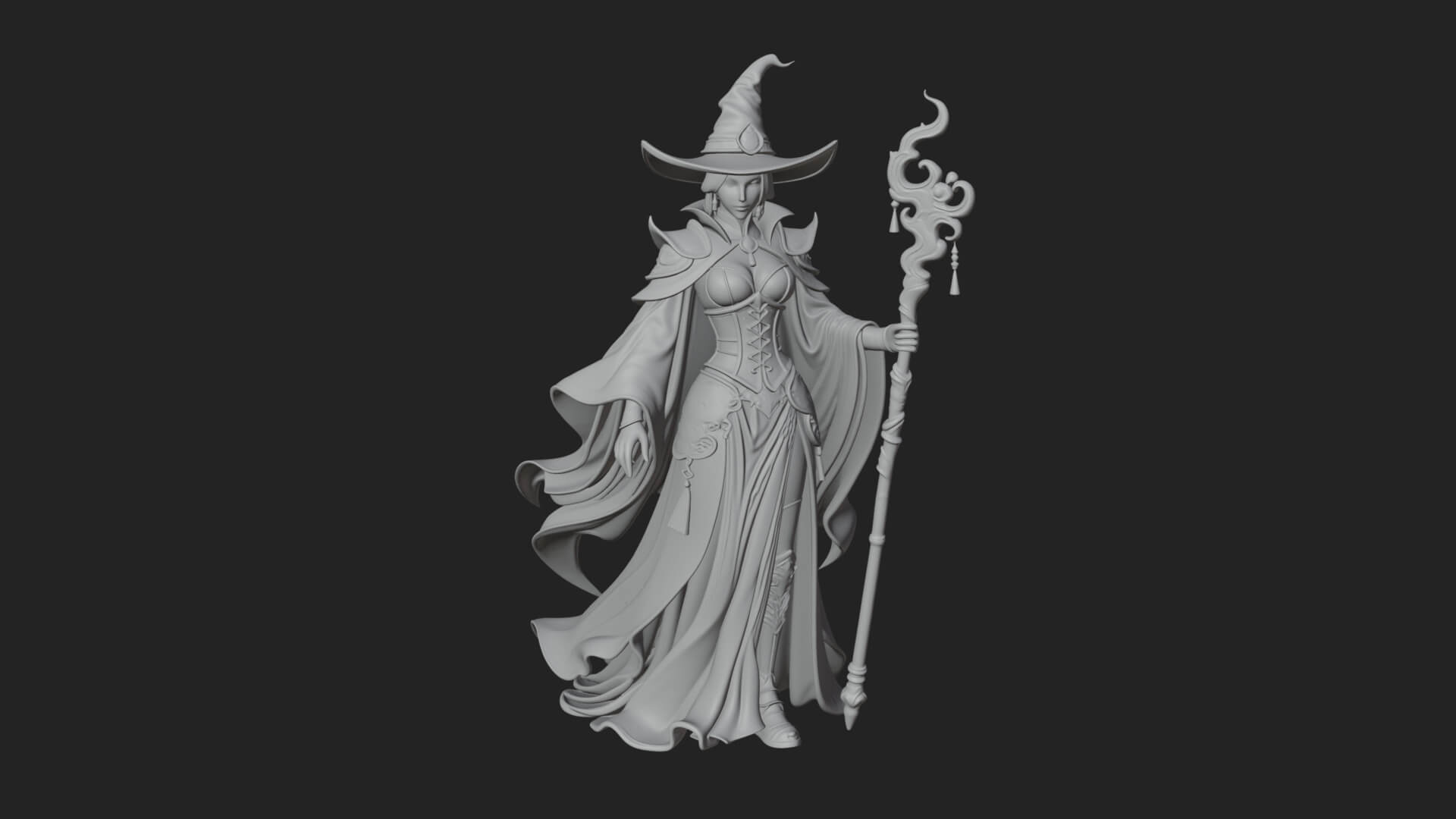 Witch Hat Sorcerer Statue Design 14 3D Print Model 3D Model