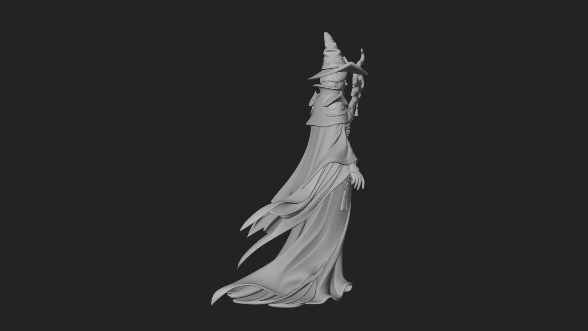 Witch Hat Sorcerer Statue Design 14 3D Print Model 3D Model