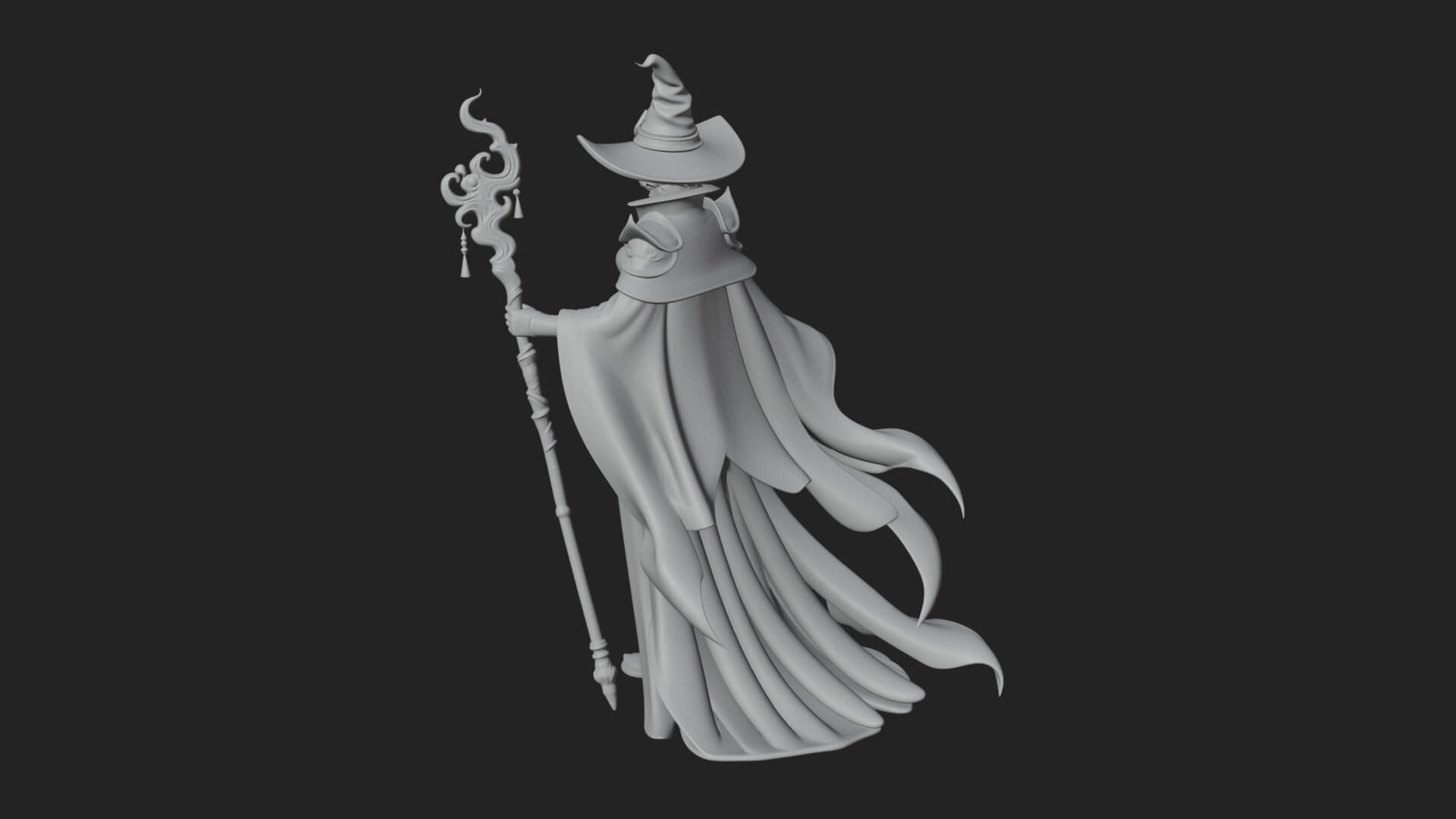 Witch Hat Sorcerer Statue Design 14 3D Print Model 3D Model