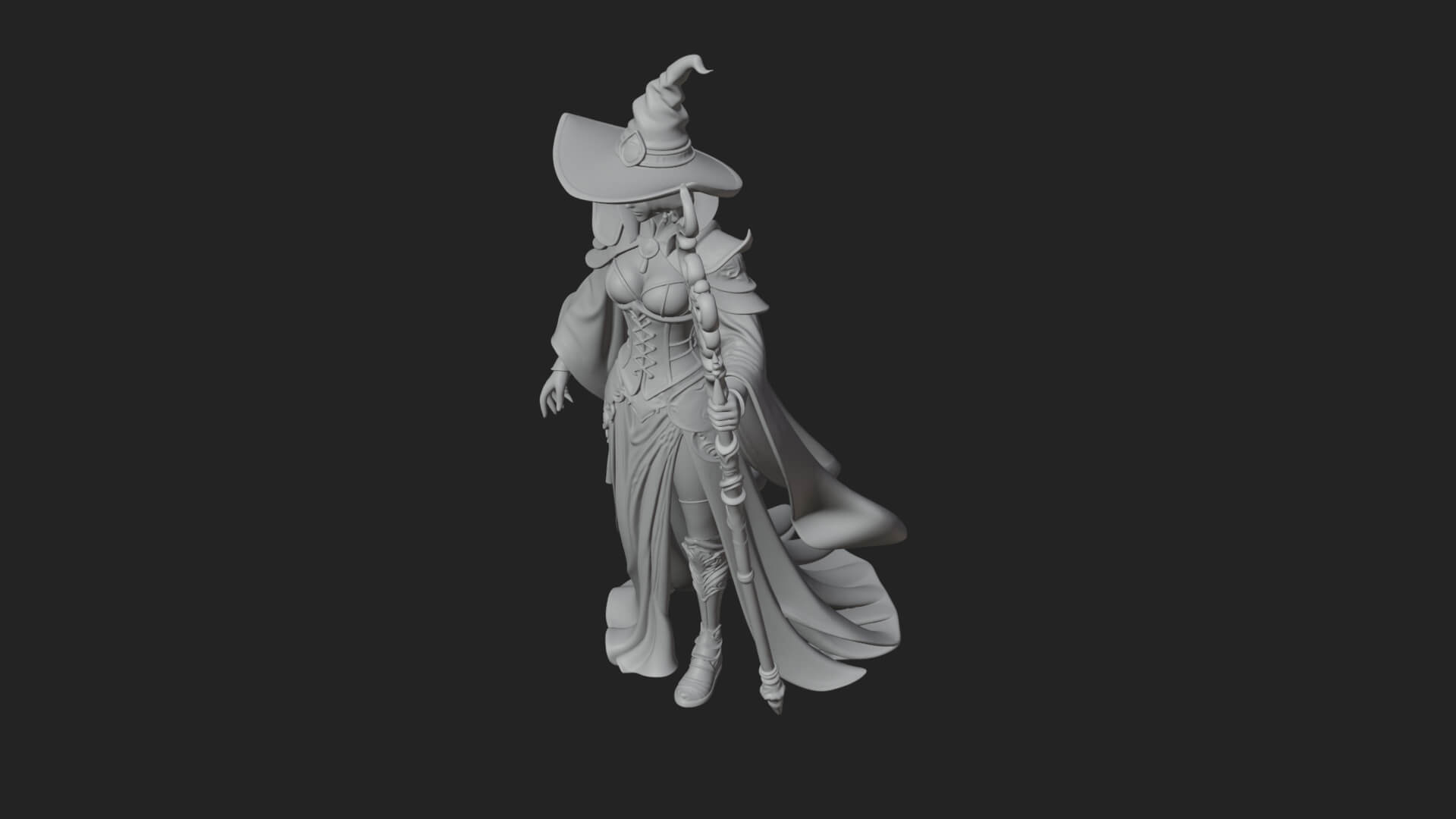 Witch Hat Sorcerer Statue Design 14 3D Print Model 3D Model