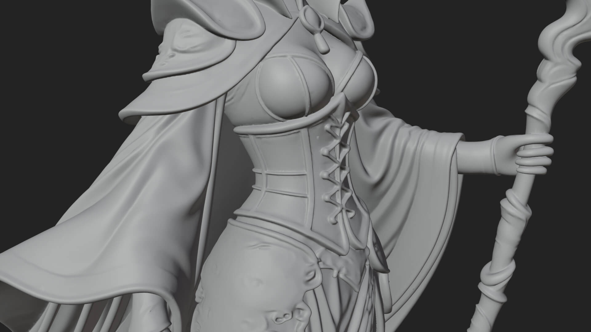 Witch Hat Sorcerer Statue Design 14 3D Print Model 3D Model