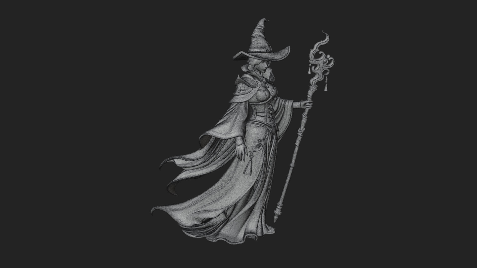Witch Hat Sorcerer Statue Design 14 3D Print Model 3D Model
