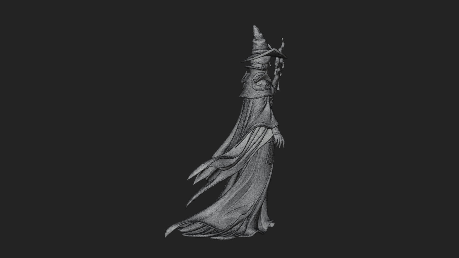 Witch Hat Sorcerer Statue Design 14 3D Print Model 3D Model