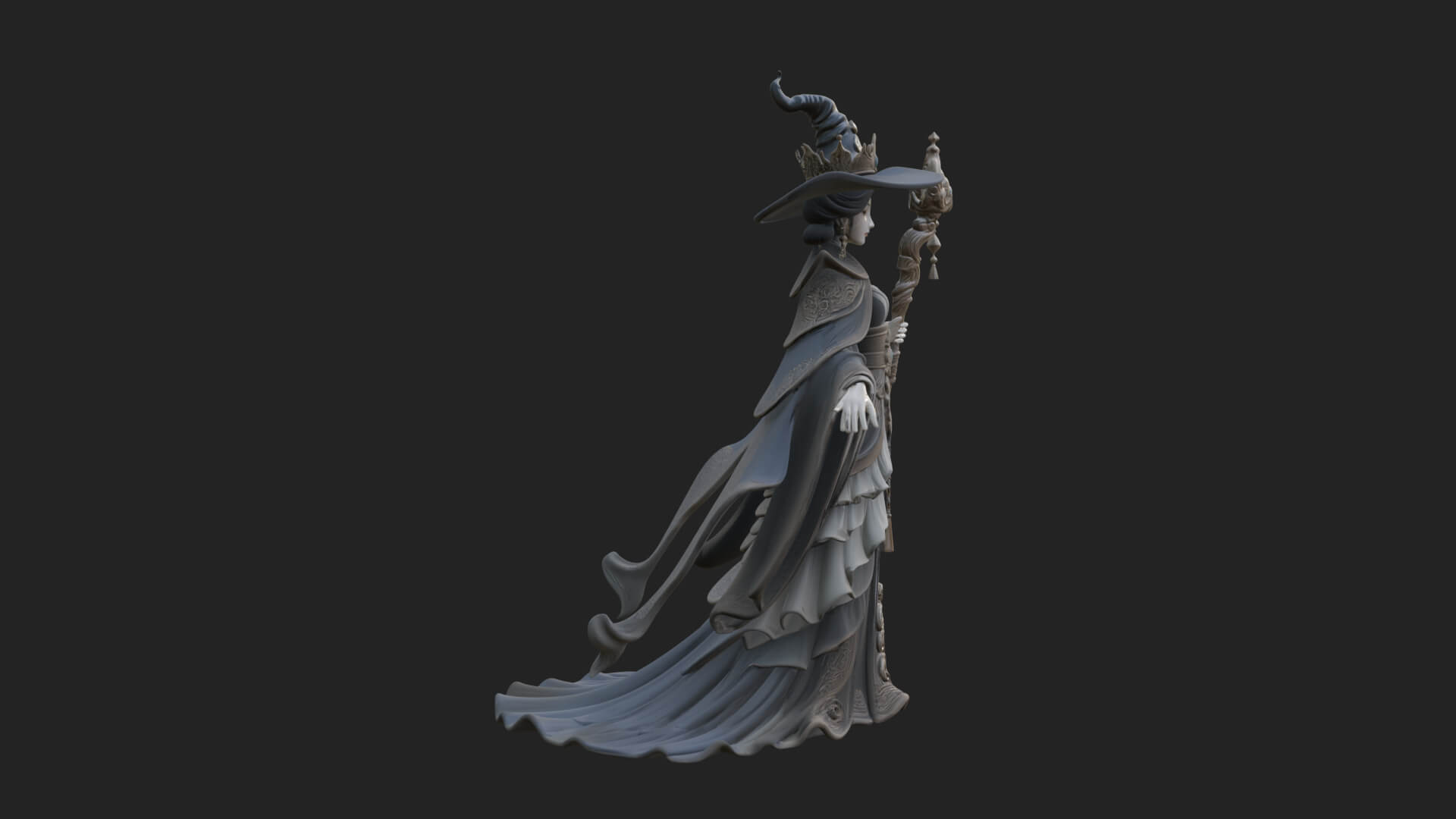 Witch Hat Sorcerer Statue Design 15 3D Print Model 3D Model