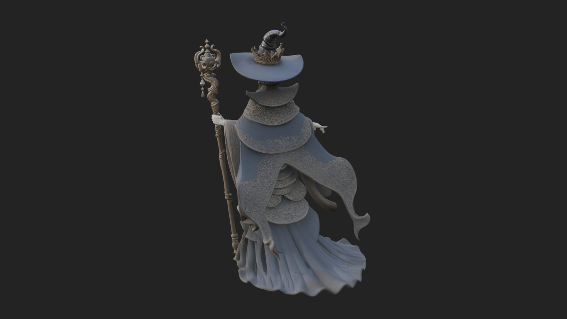 Witch Hat Sorcerer Statue Design 15 3D Print Model 3D Model