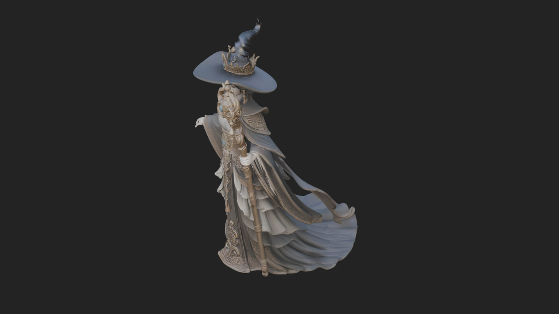 Witch Hat Sorcerer Statue Design 15 3D Print Model 3D Model