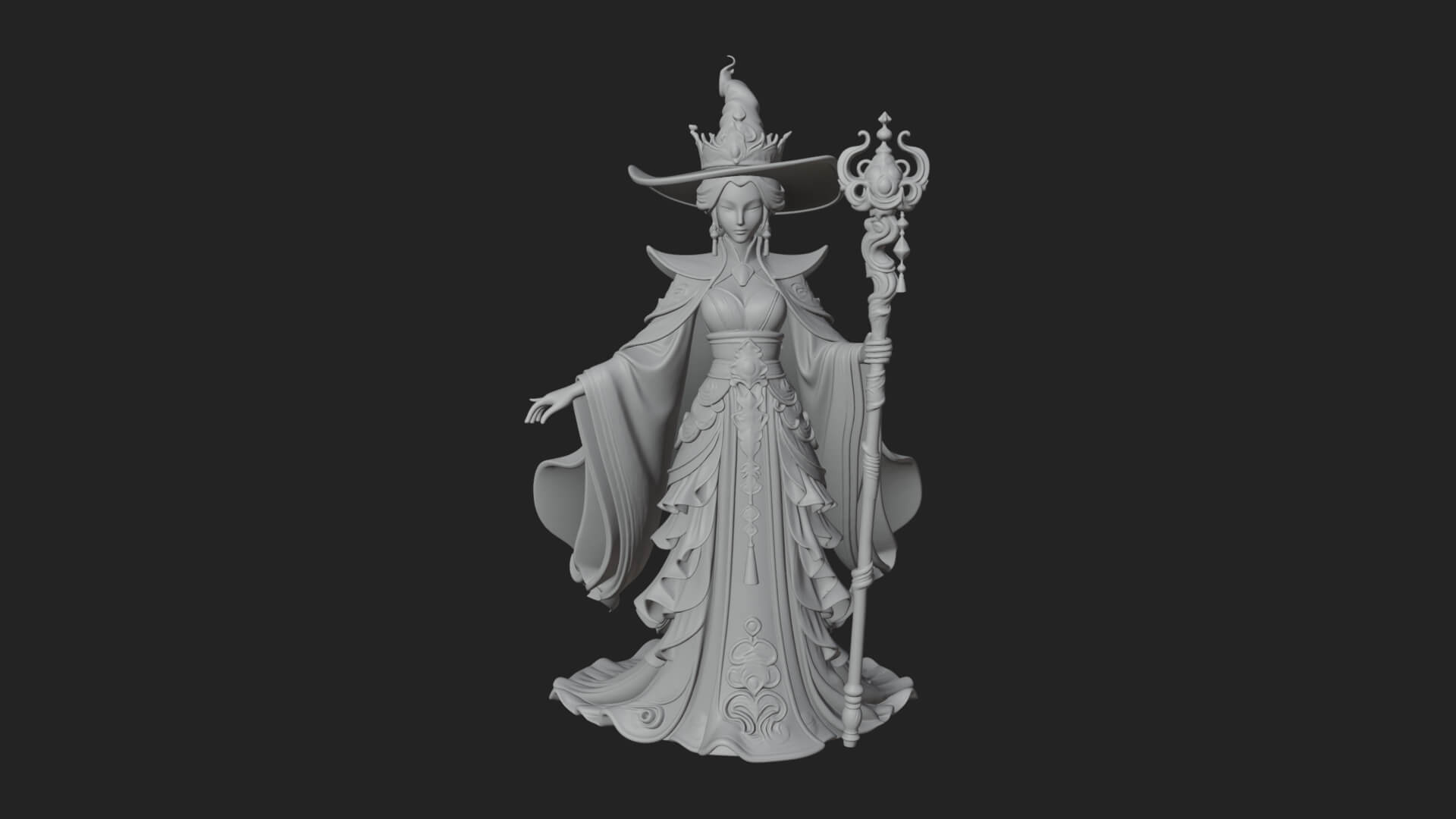 Witch Hat Sorcerer Statue Design 15 3D Print Model 3D Model
