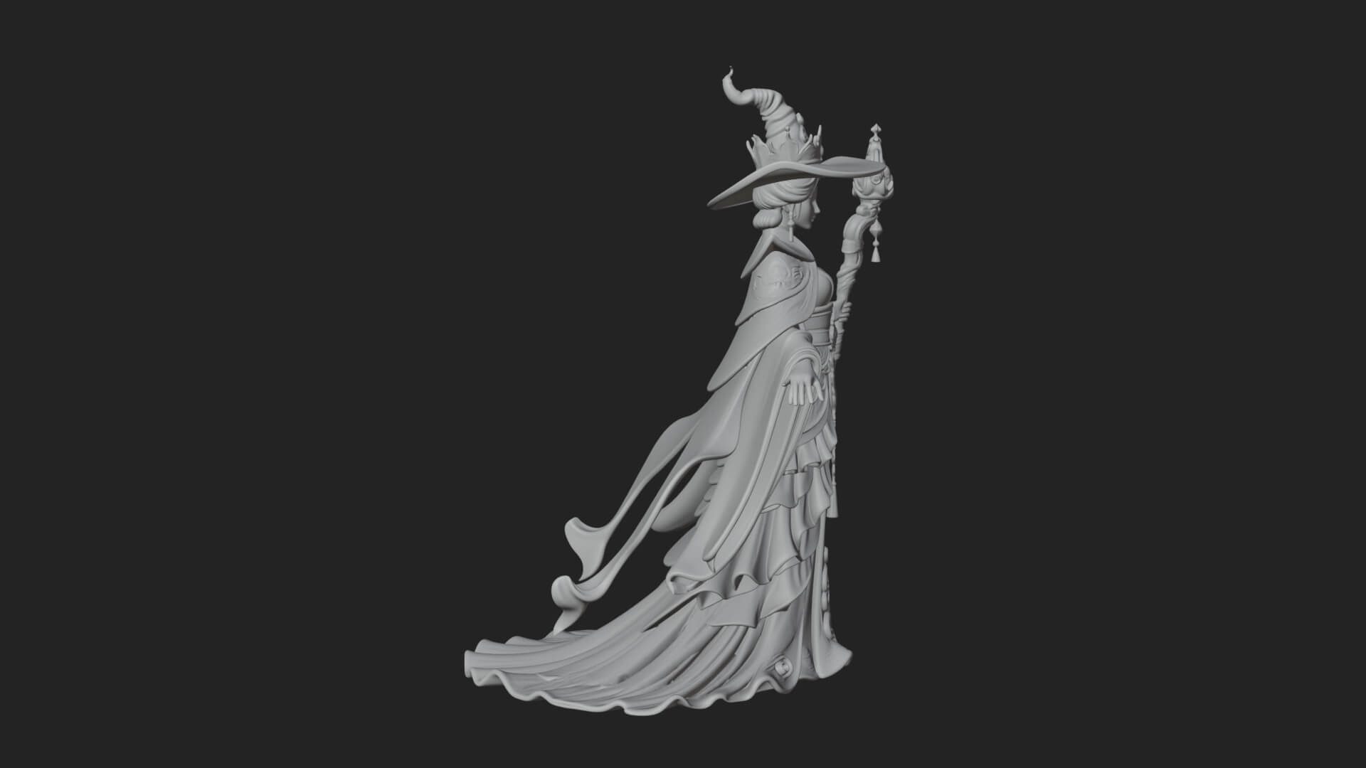Witch Hat Sorcerer Statue Design 15 3D Print Model 3D Model