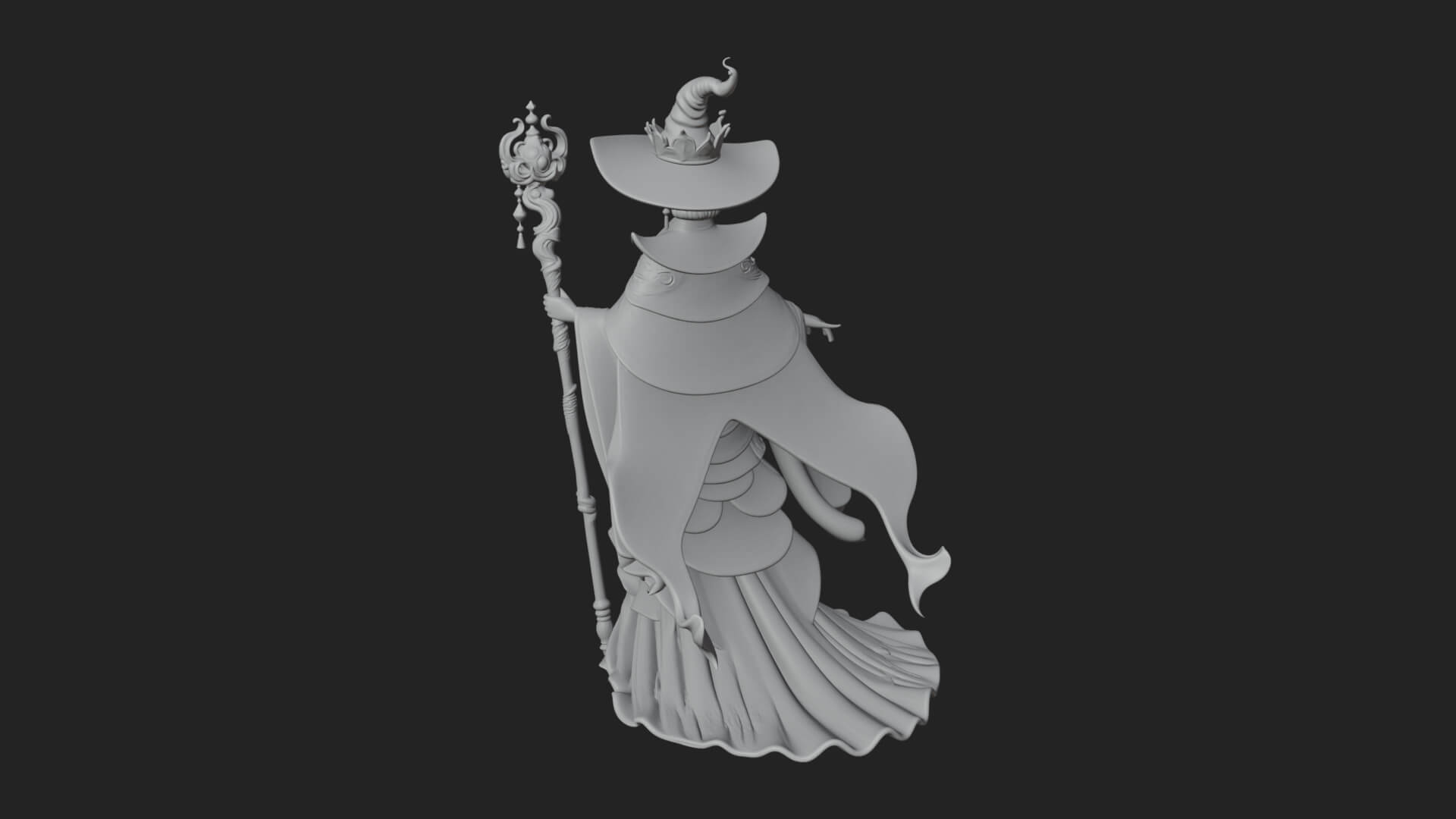 Witch Hat Sorcerer Statue Design 15 3D Print Model 3D Model