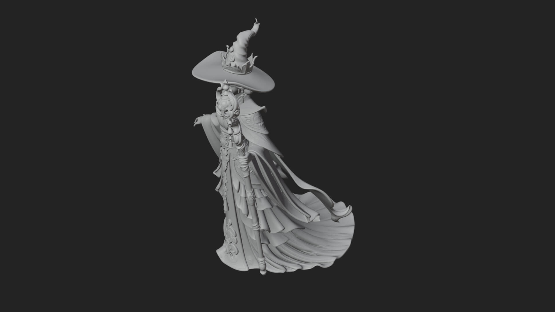 Witch Hat Sorcerer Statue Design 15 3D Print Model 3D Model