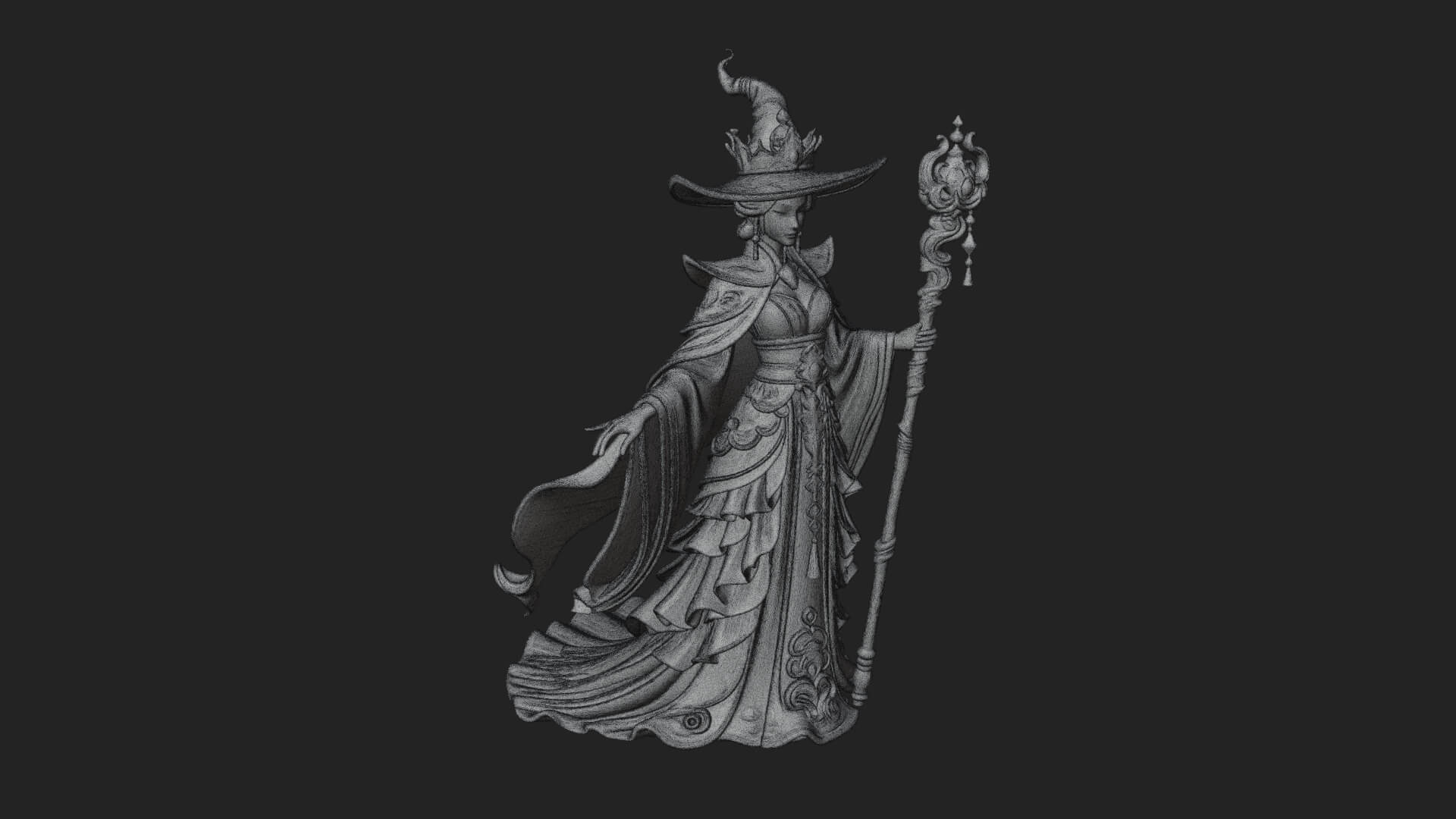 Witch Hat Sorcerer Statue Design 15 3D Print Model 3D Model