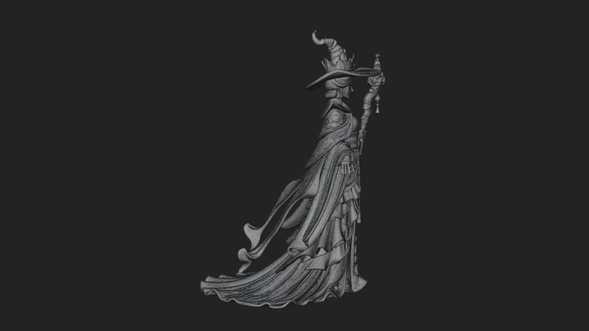 Witch Hat Sorcerer Statue Design 15 3D Print Model 3D Model