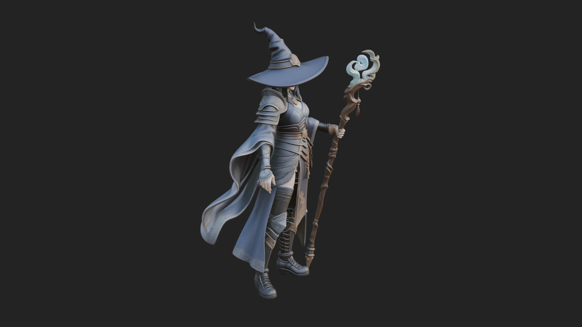 Witch Hat Sorcerer Statue Design 16 3D Print Model 3D Model