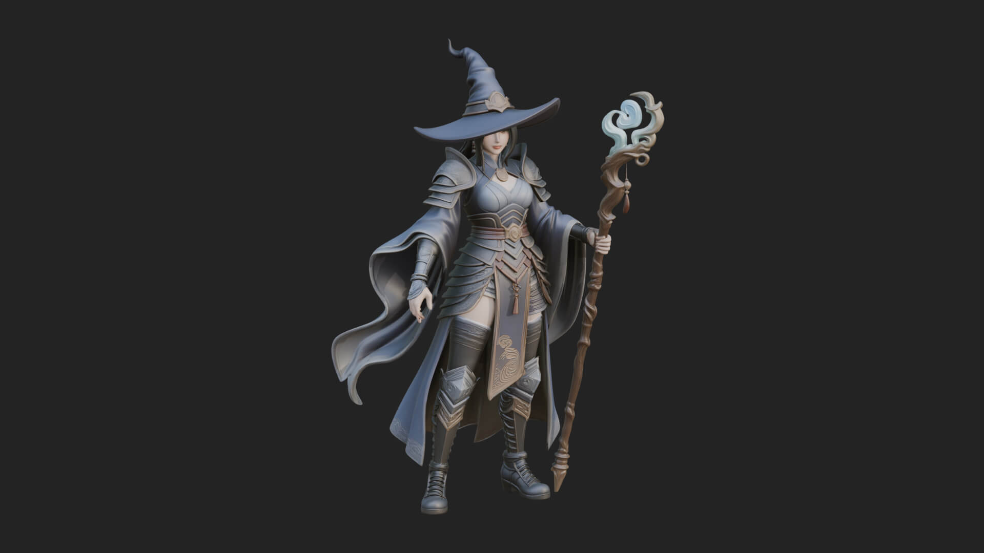 Witch Hat Sorcerer Statue Design 16 3D Print Model 3D Model