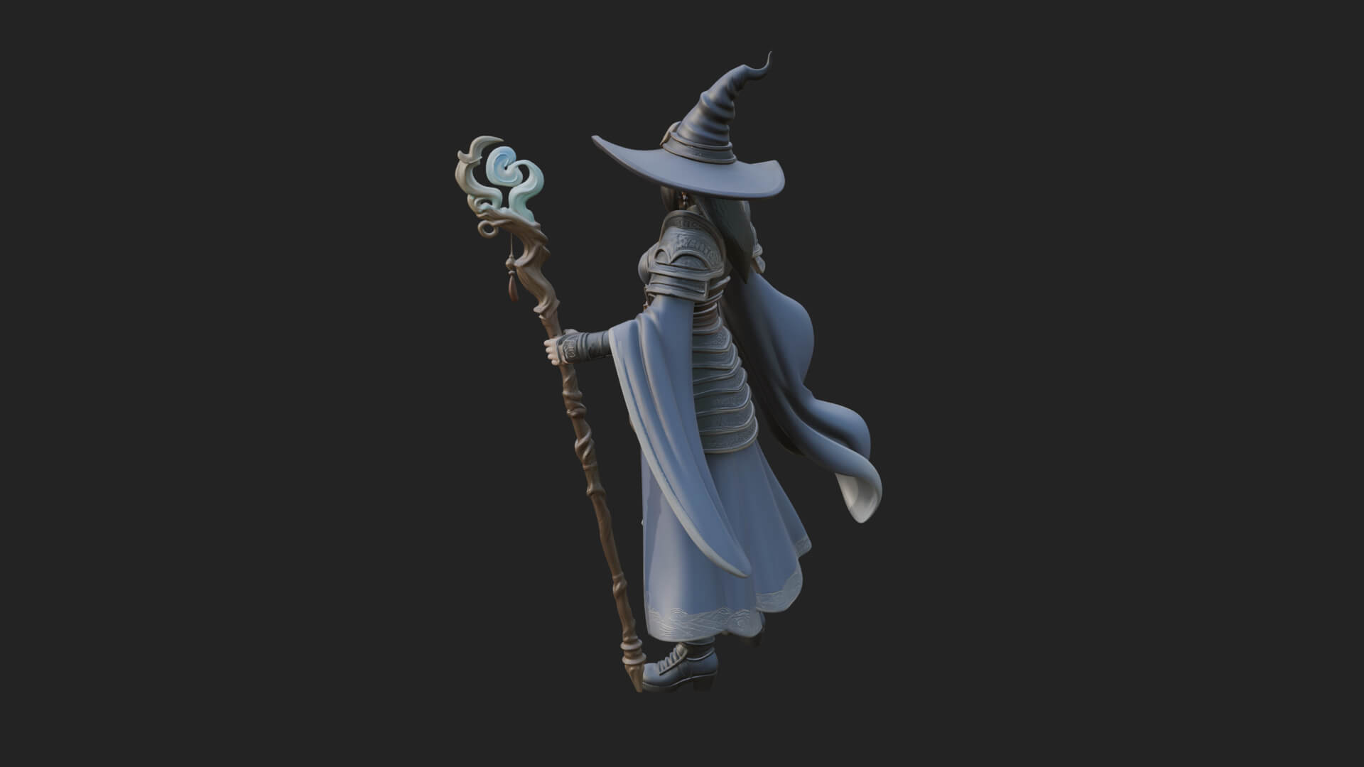 Witch Hat Sorcerer Statue Design 16 3D Print Model 3D Model