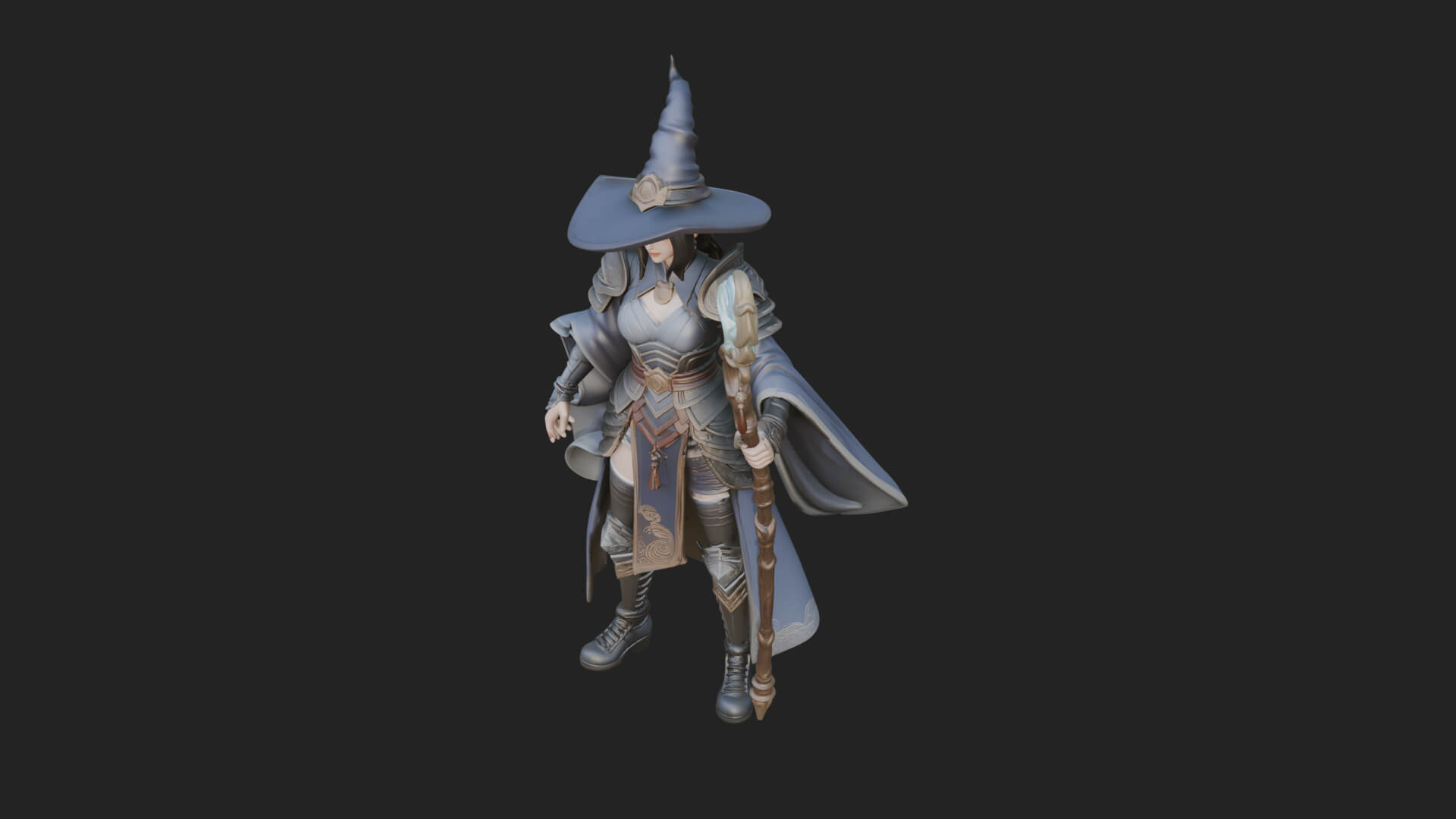 Witch Hat Sorcerer Statue Design 16 3D Print Model 3D Model