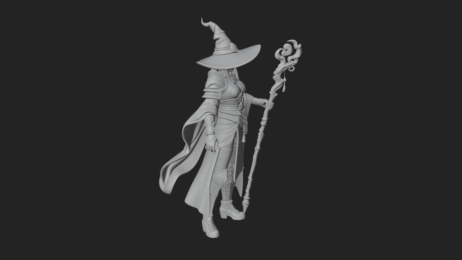 Witch Hat Sorcerer Statue Design 16 3D Print Model 3D Model