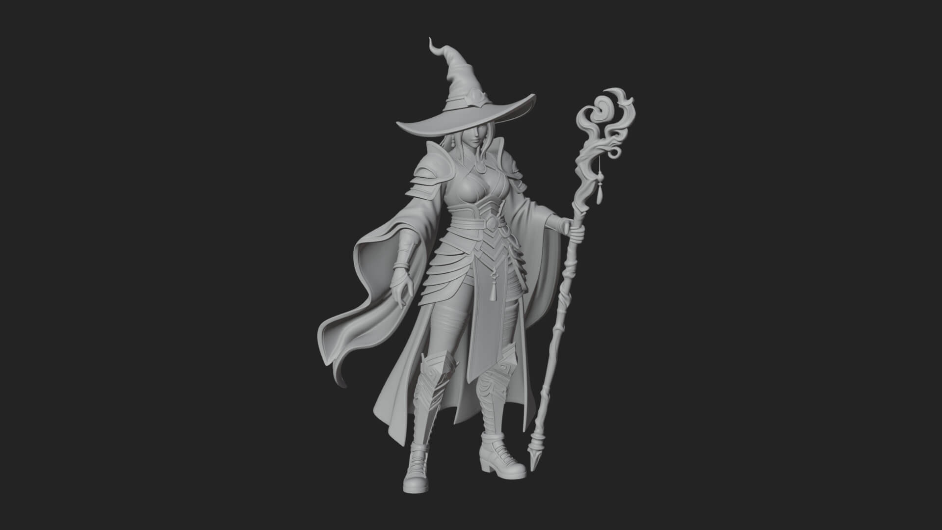 Witch Hat Sorcerer Statue Design 16 3D Print Model 3D Model