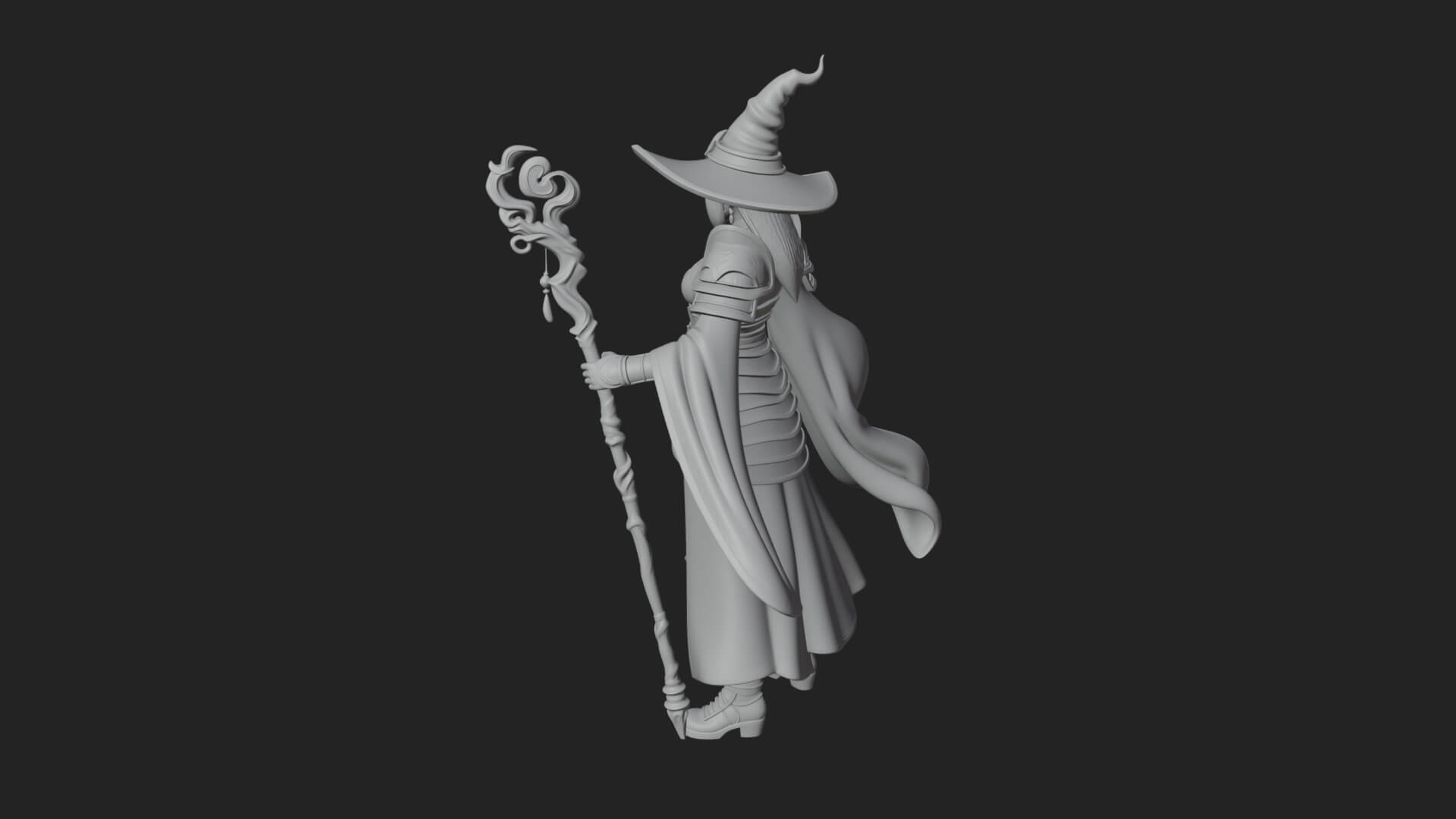 Witch Hat Sorcerer Statue Design 16 3D Print Model 3D Model