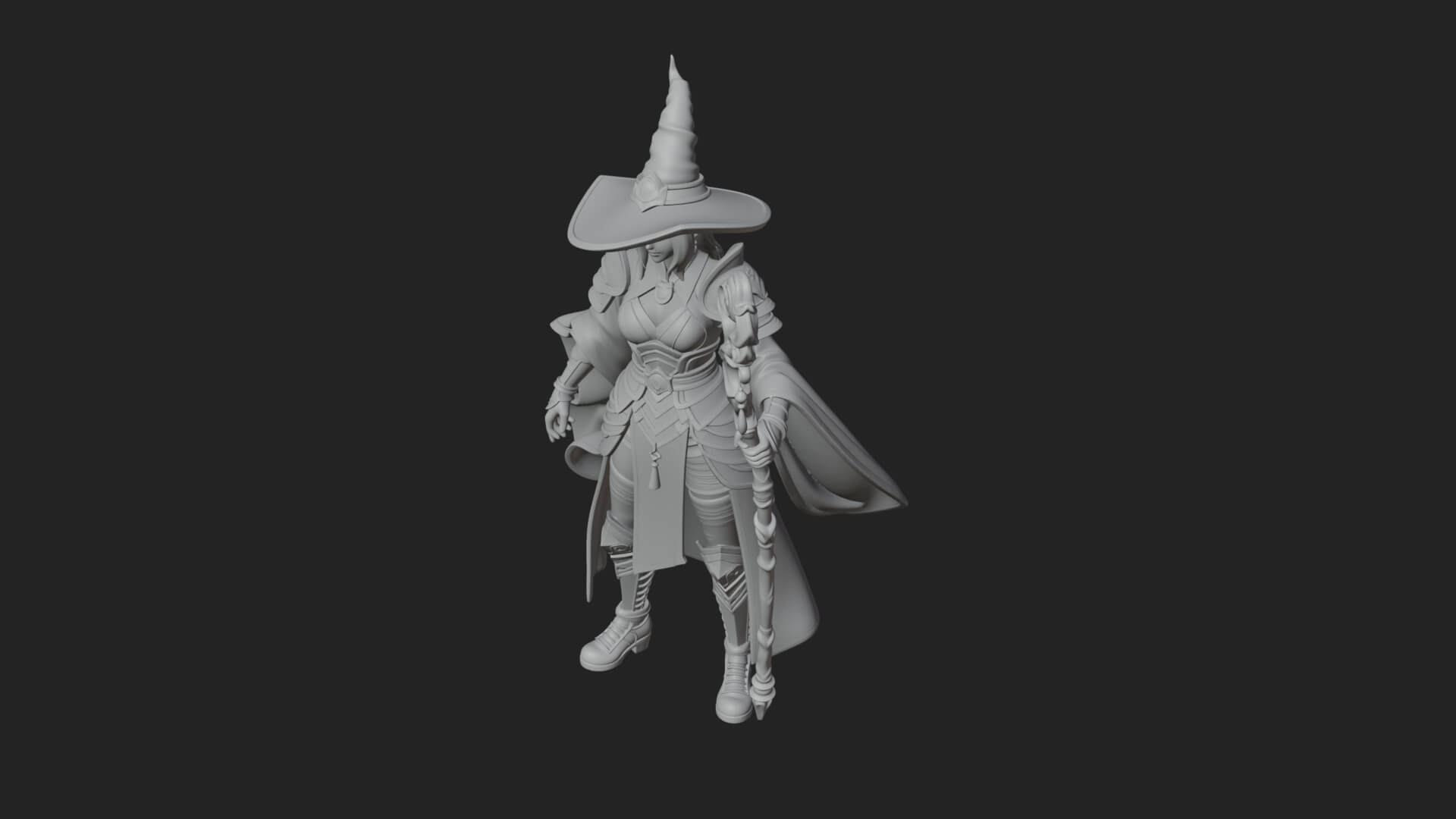 Witch Hat Sorcerer Statue Design 16 3D Print Model 3D Model