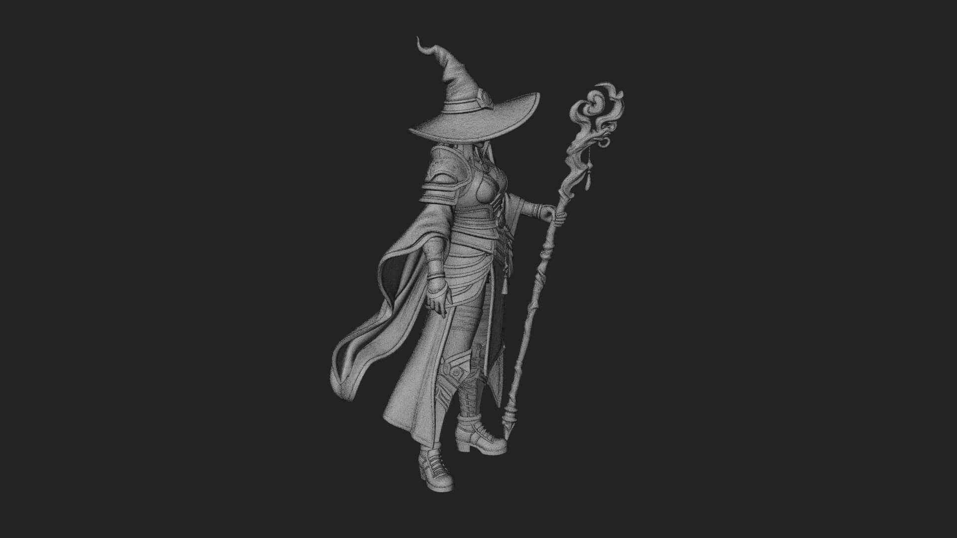 Witch Hat Sorcerer Statue Design 16 3D Print Model 3D Model
