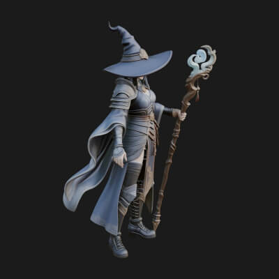 Witch Hat Sorcerer Statue Design 16 3D Print Model