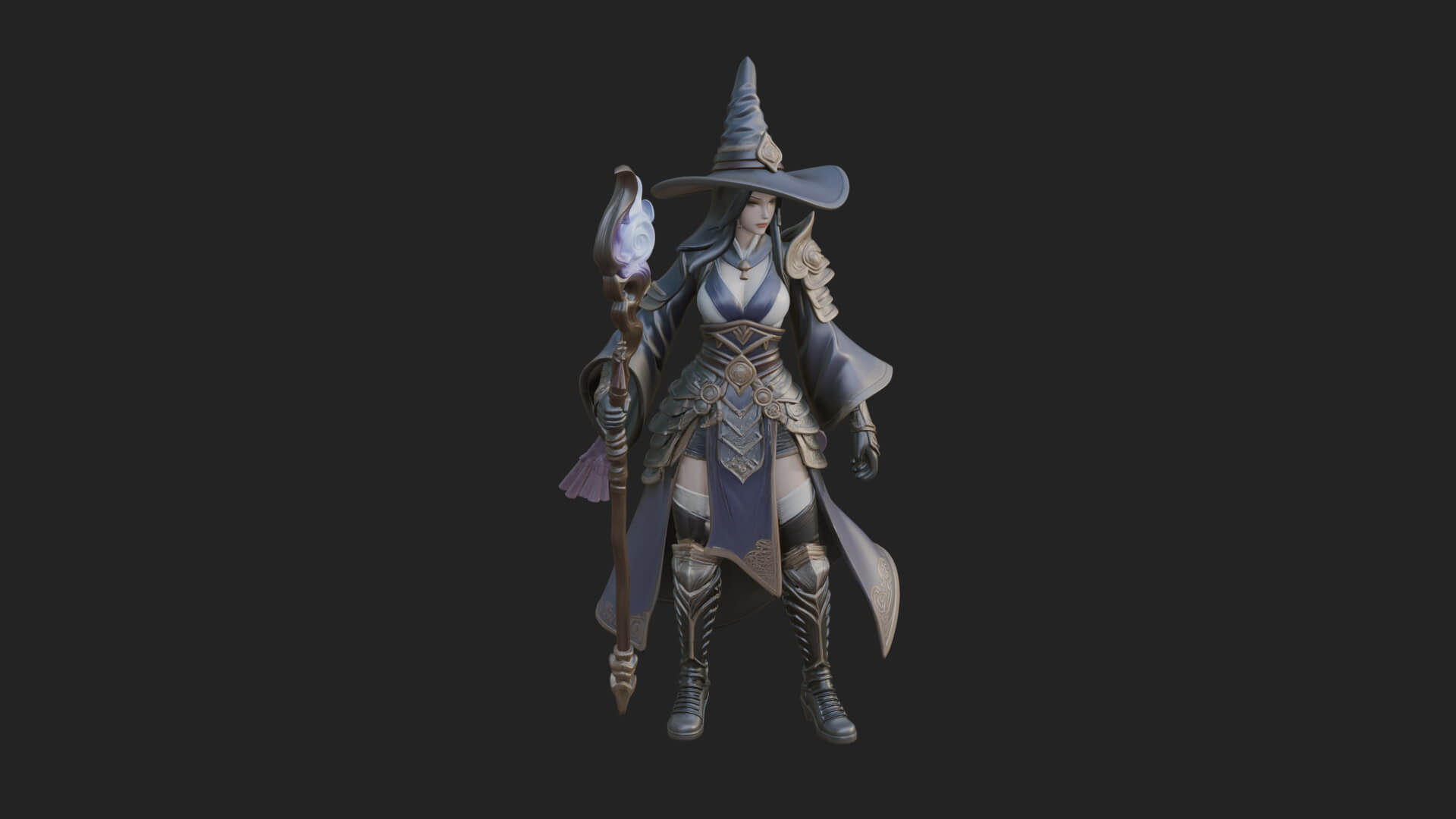 Witch Hat Sorcerer Statue Design 17 3D Print Model 3D Model
