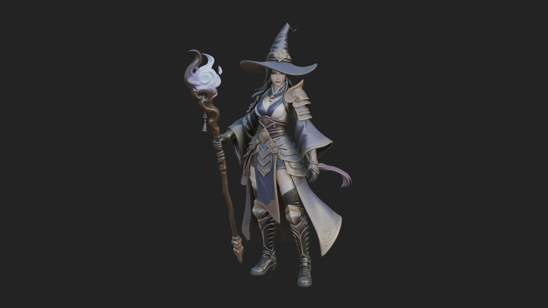 Witch Hat Sorcerer Statue Design 17 3D Print Model 3D Model