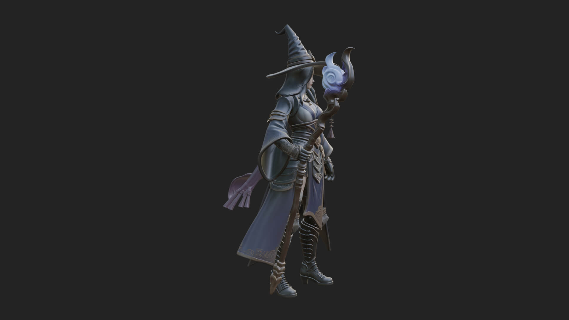 Witch Hat Sorcerer Statue Design 17 3D Print Model 3D Model