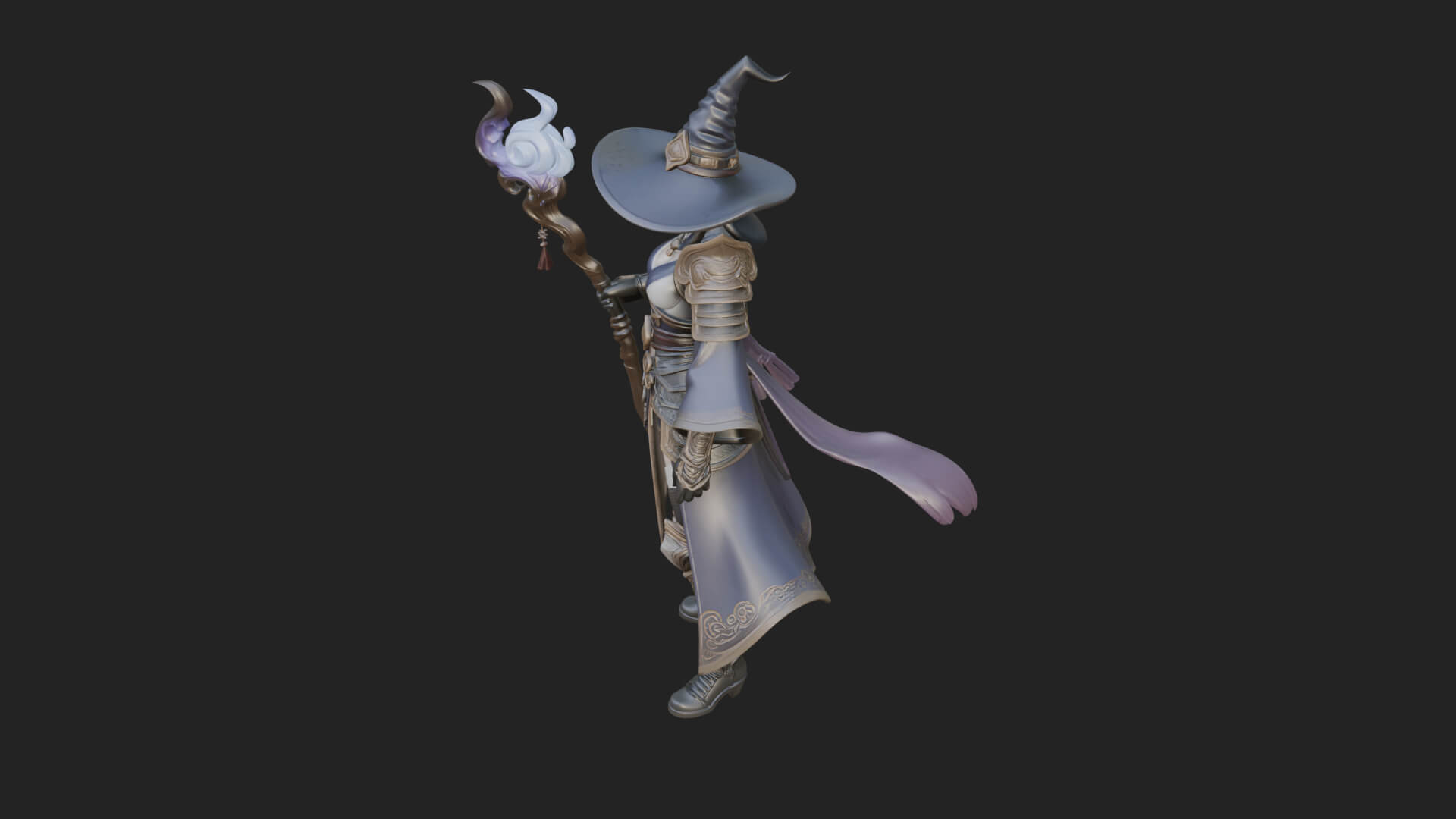 Witch Hat Sorcerer Statue Design 17 3D Print Model 3D Model