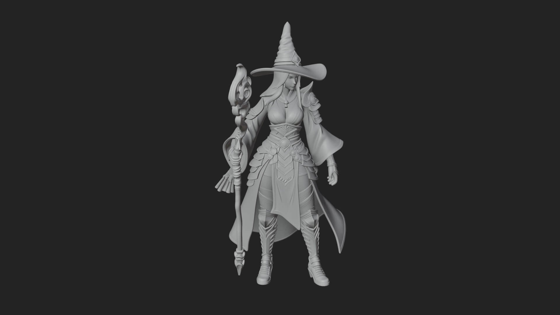 Witch Hat Sorcerer Statue Design 17 3D Print Model 3D Model