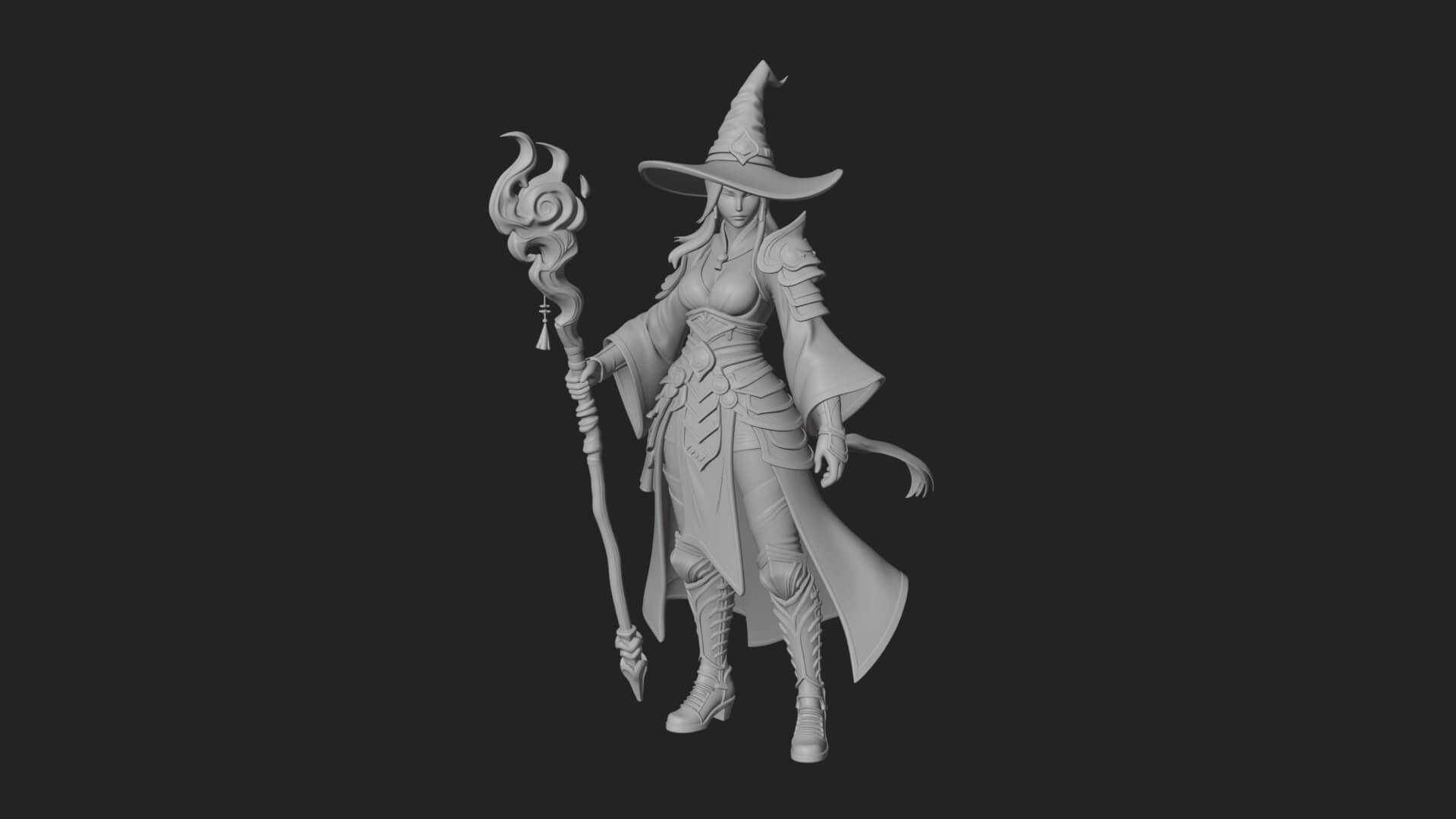 Witch Hat Sorcerer Statue Design 17 3D Print Model 3D Model